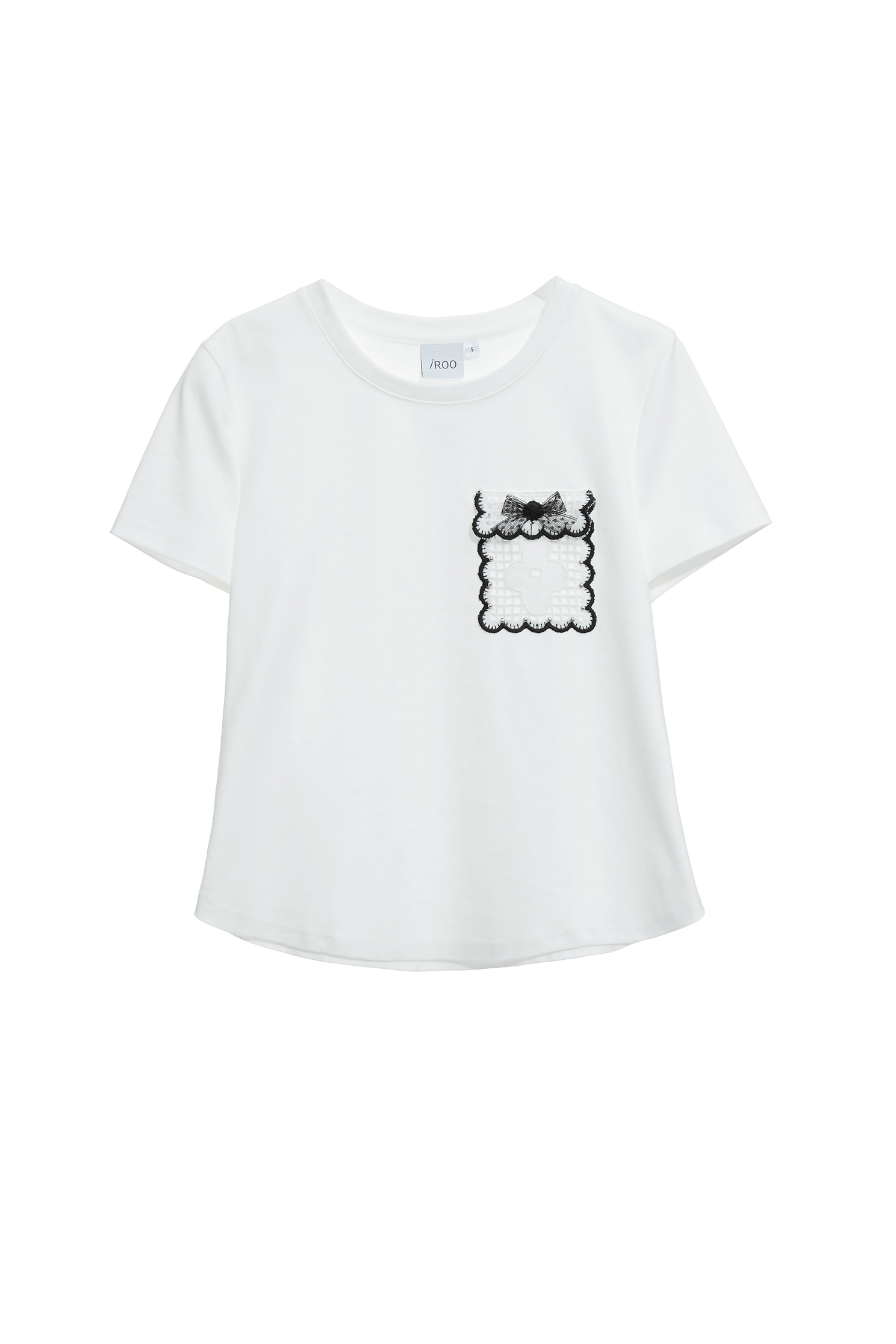 Contrast Pocket Trim Short Sleeve TopContrast Pocket Trim Short Sleeve Top,Tops,Season (SS) Look,White tops,Cotton,Lace