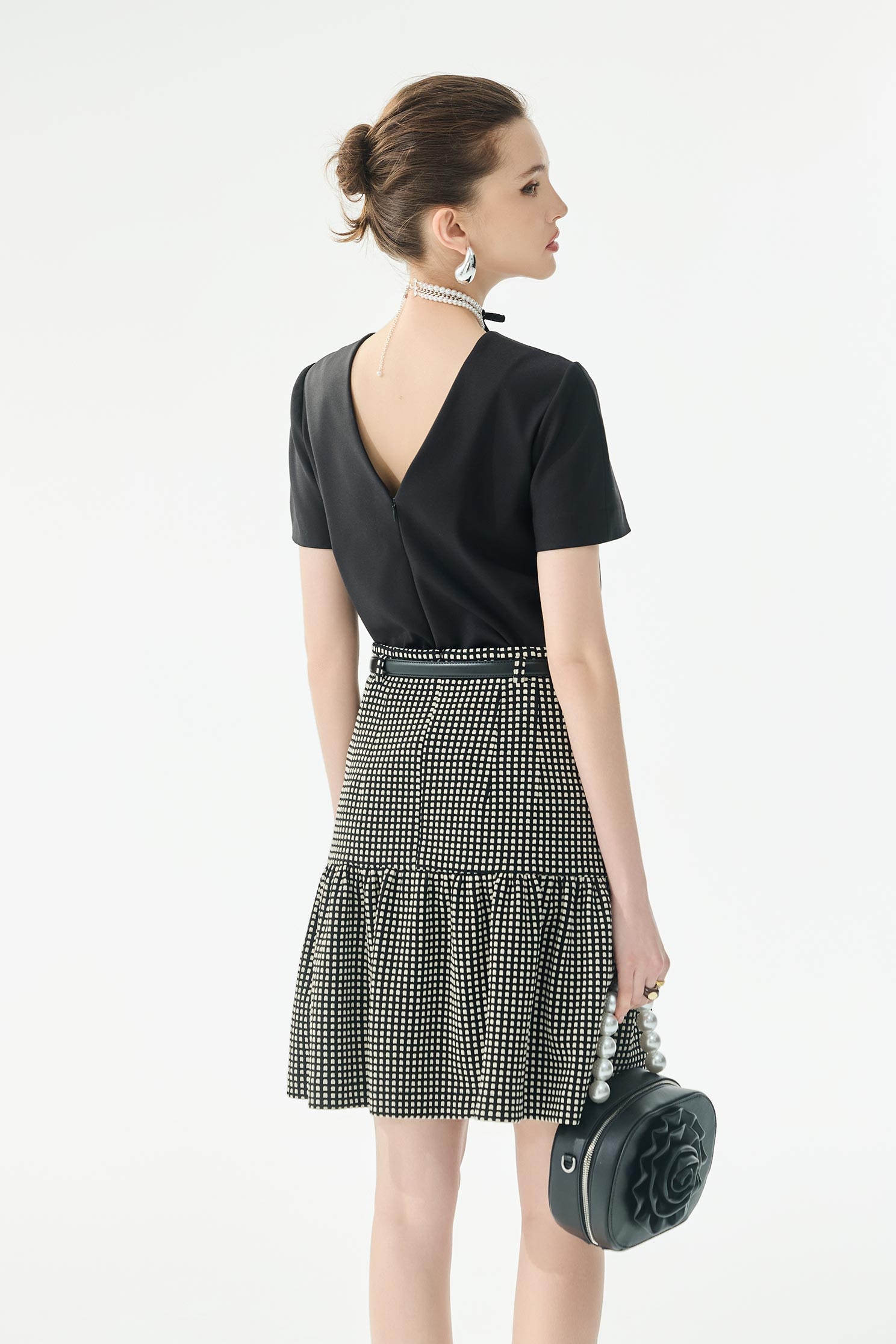 Sequin Lace Detail Short Sleeve TopSequin Lace Detail Short Sleeve Top,Tops,Season (SS) Look,black tops