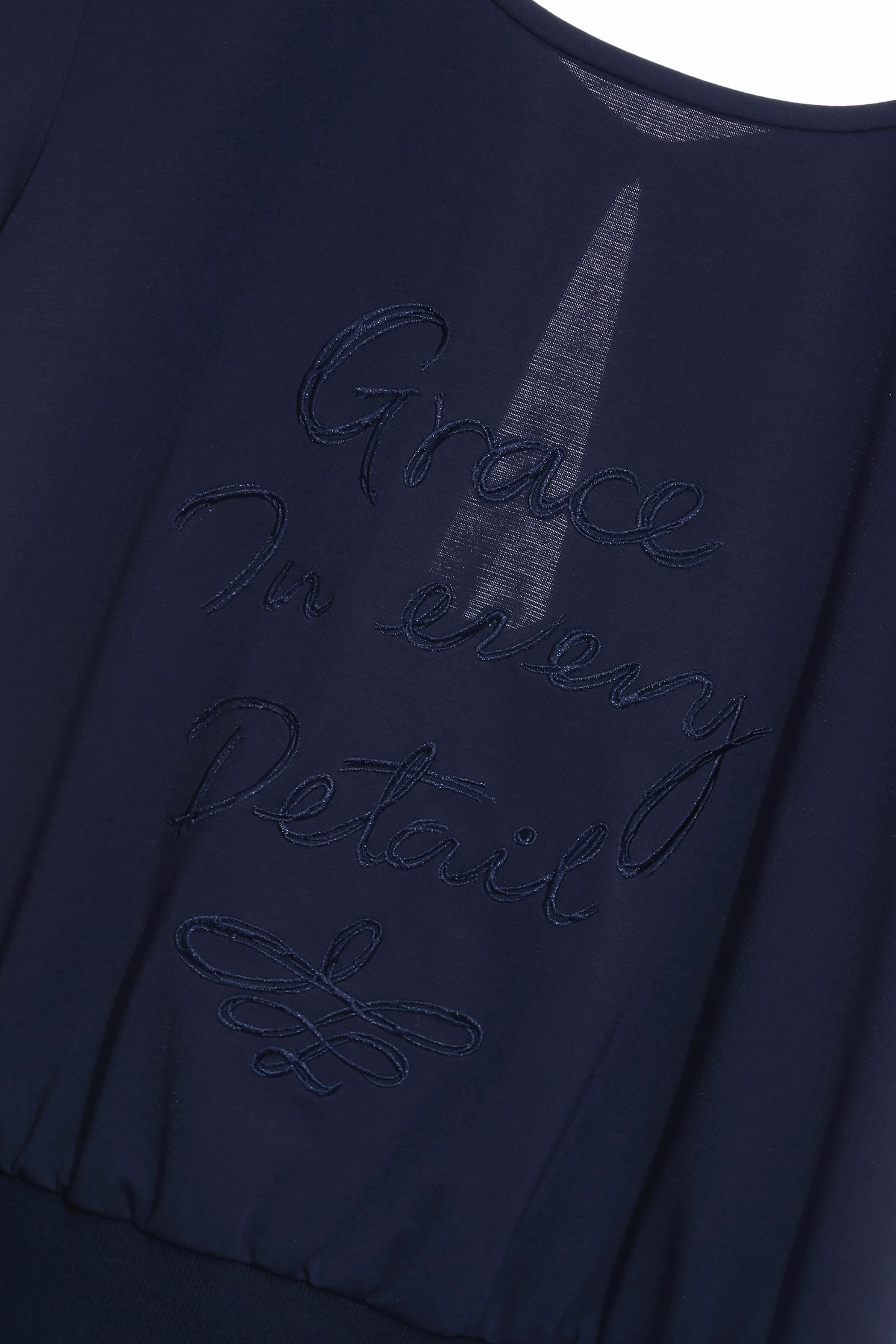 Embroidery Slogan Navy TopEmbroidery Slogan Navy Top,Tops,Embroidered,Season (SS) Look