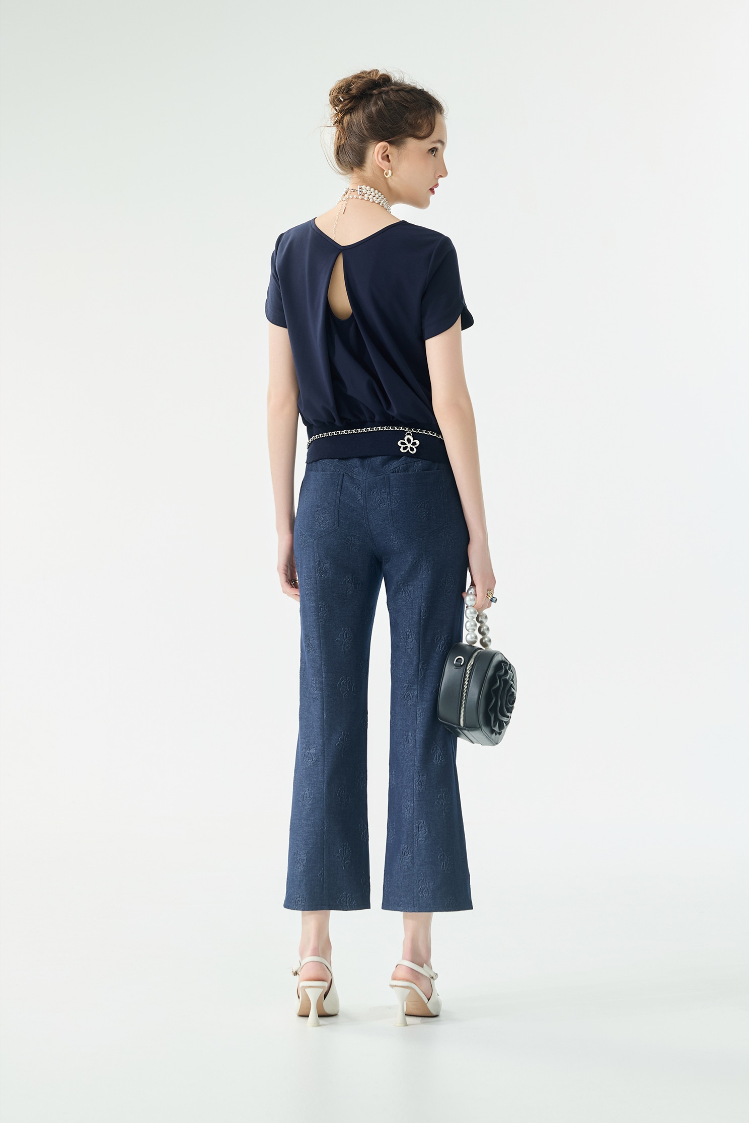 Embroidery Slogan Navy TopEmbroidery Slogan Navy Top,Tops,Embroidered,Season (SS) Look