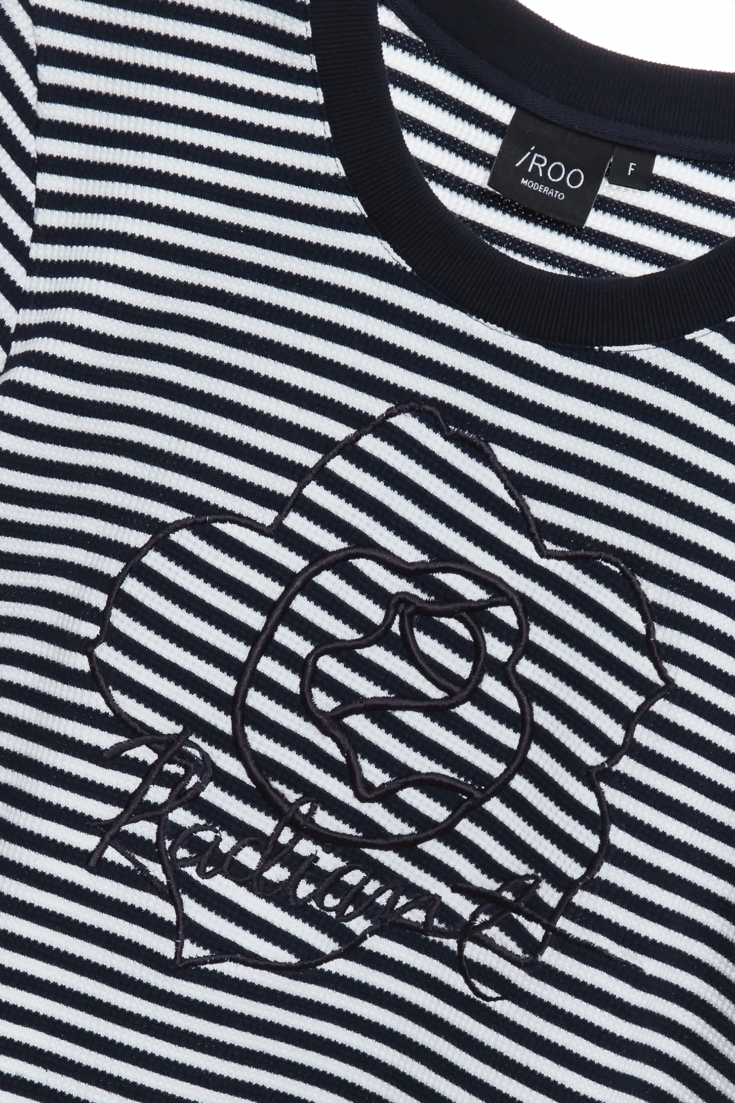 Rose Embroidery Stripe TeeRose Embroidery Stripe Tee,Tops,Embroidered,Season (SS) Look,Stripe,Cotton