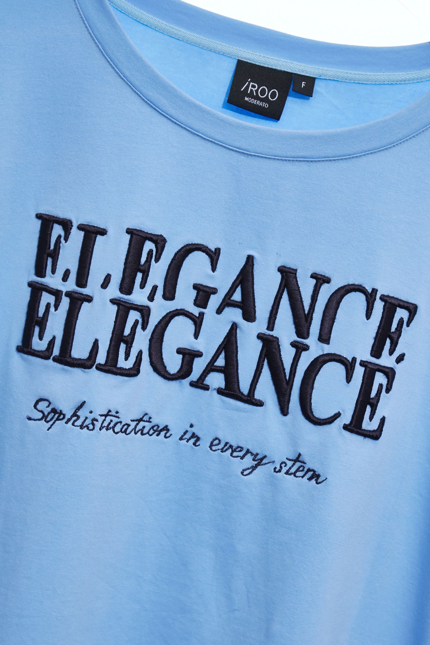 Embroidery Slogan Blue TopEmbroidery Slogan Blue Top,Tops,Embroidered,Season (SS) Look