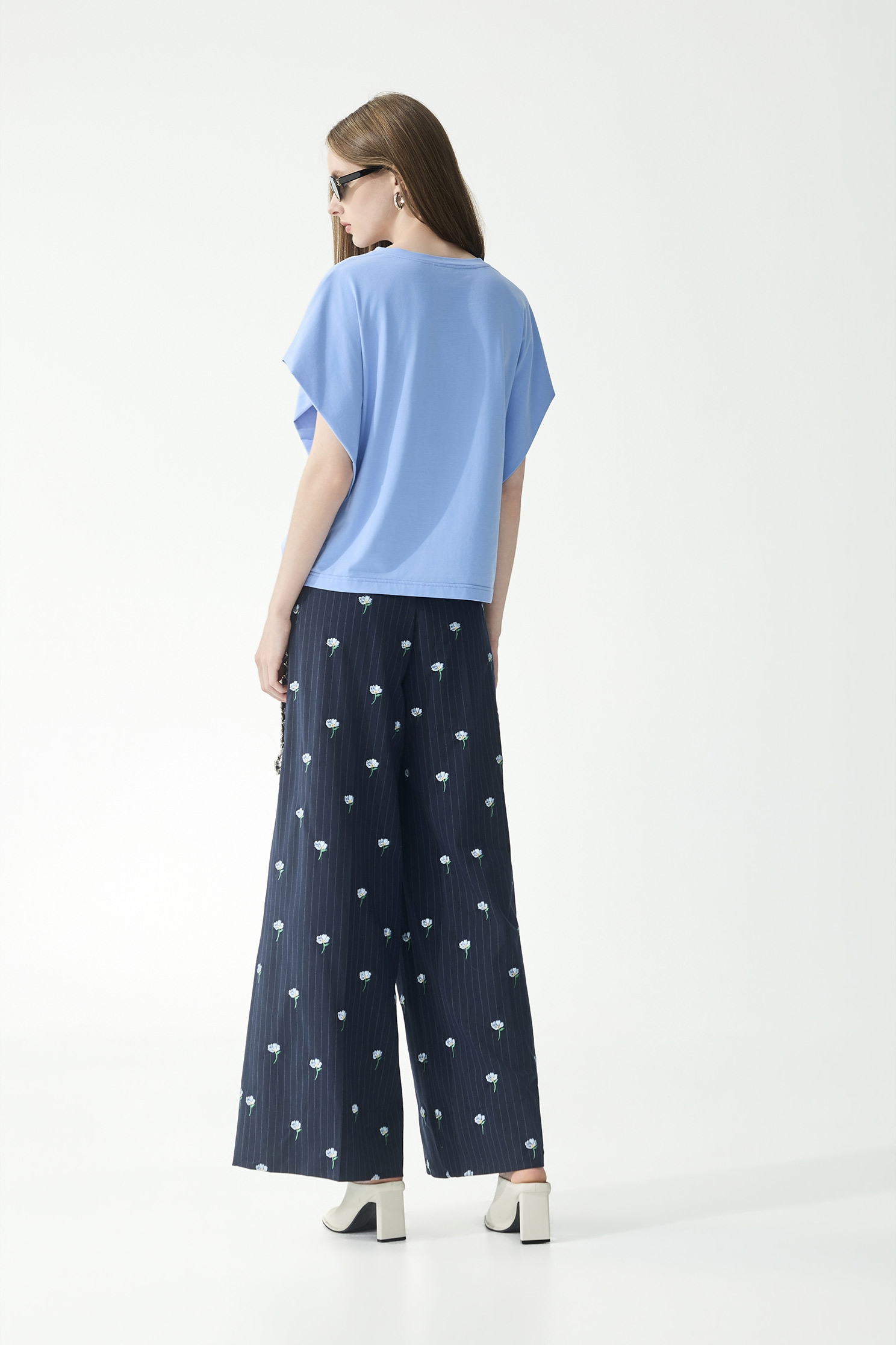 Embroidery Slogan Blue TopEmbroidery Slogan Blue Top,Tops,Embroidered,Season (SS) Look