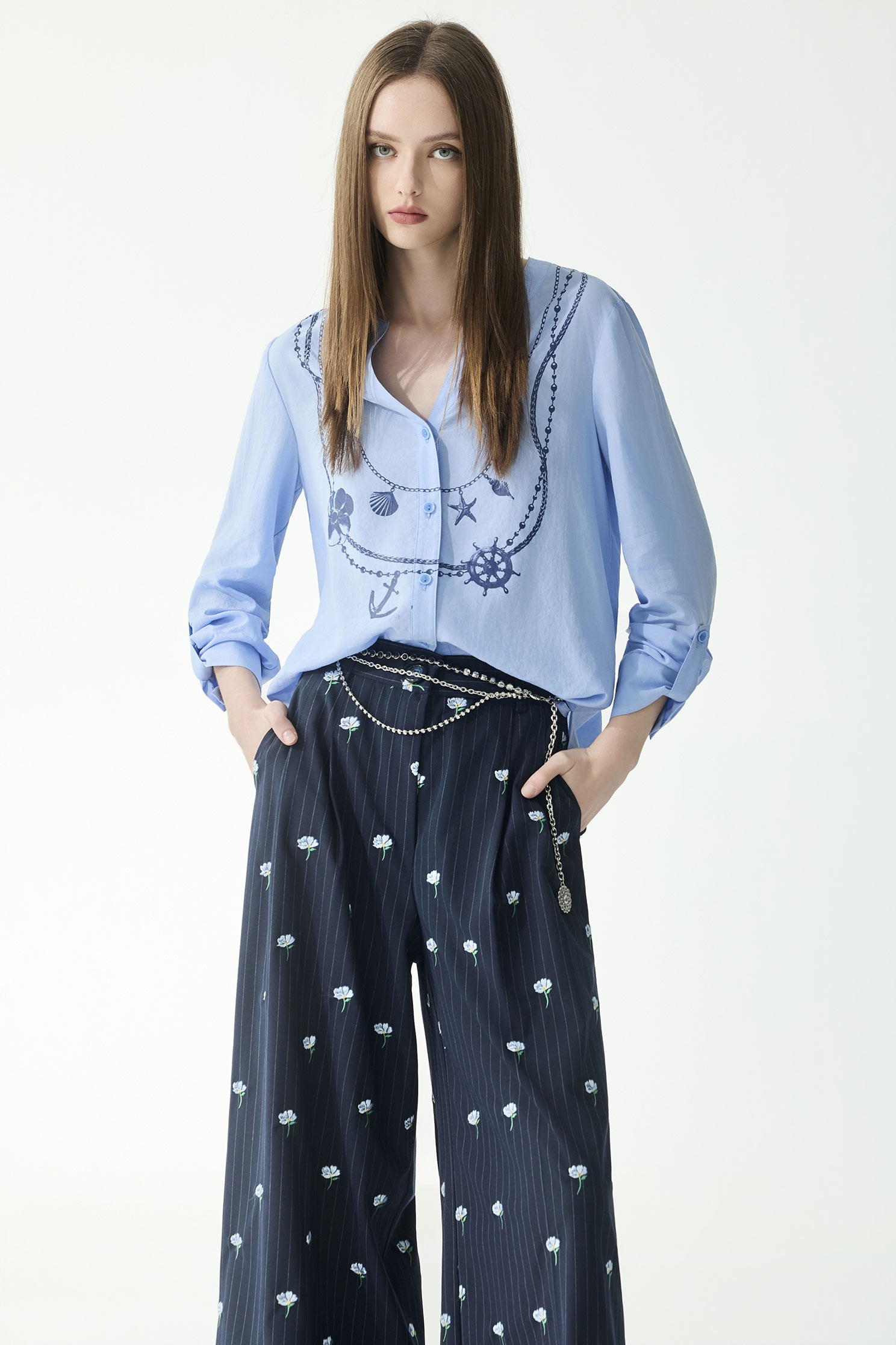 Graphic Print Long Sleeve BlouseGraphic Print Long Sleeve Blouse,Tops,Season (SS) Look,Blouses