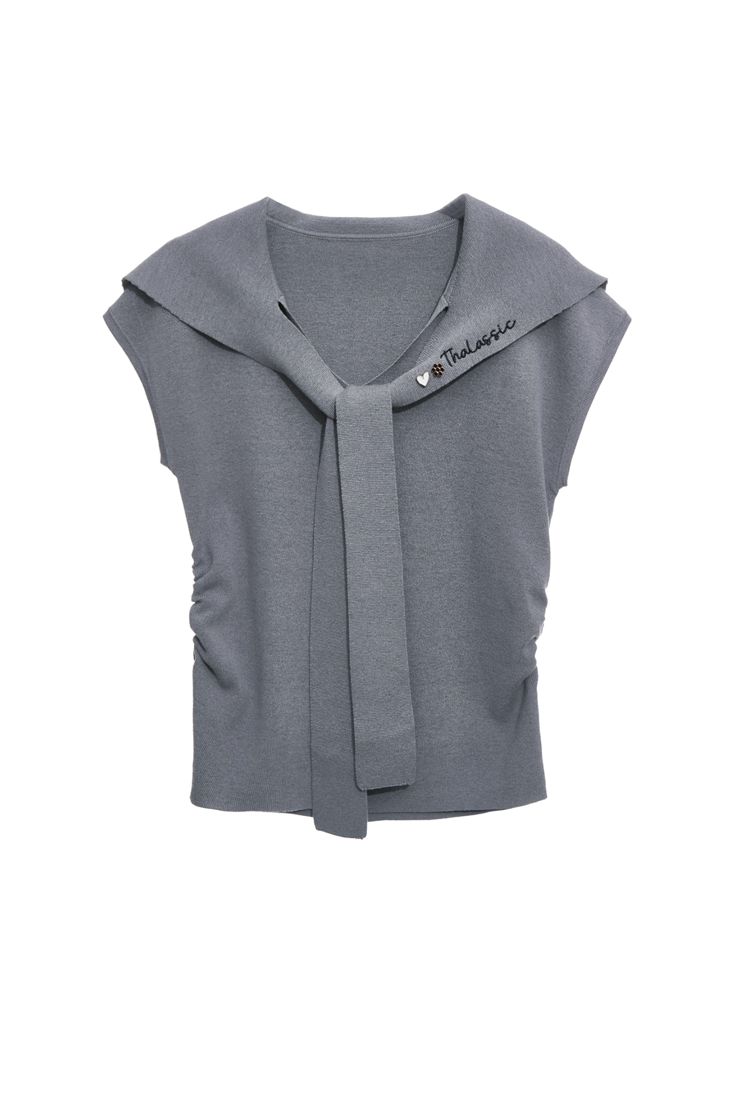 Shawl Neckline Grey Knit TopShawl Neckline Grey Knit Top,Tops,Season (SS) Look,Knitted,Knitted tops