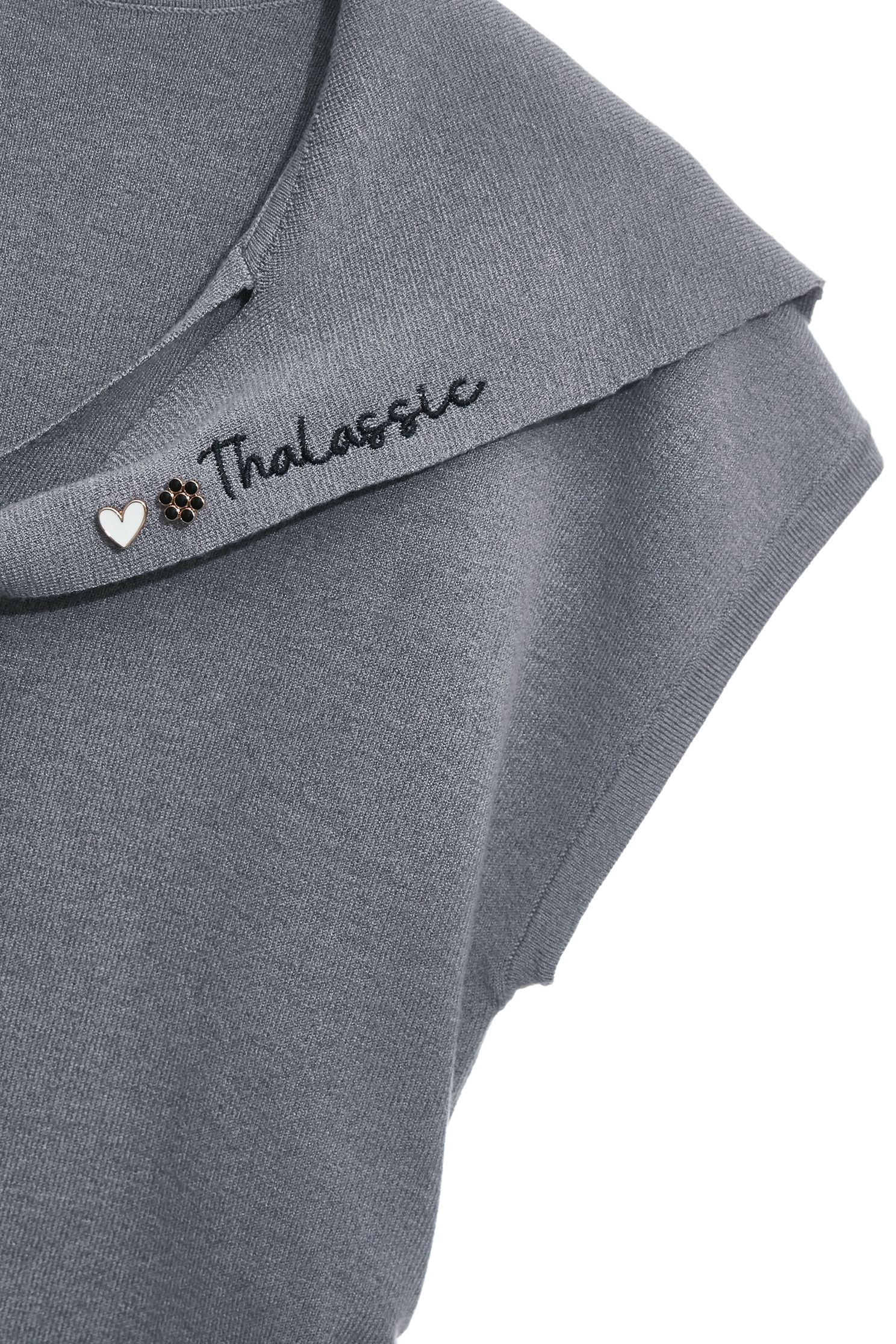 Shawl Neckline Grey Knit TopShawl Neckline Grey Knit Top,Tops,Season (SS) Look,Knitted,Knitted tops