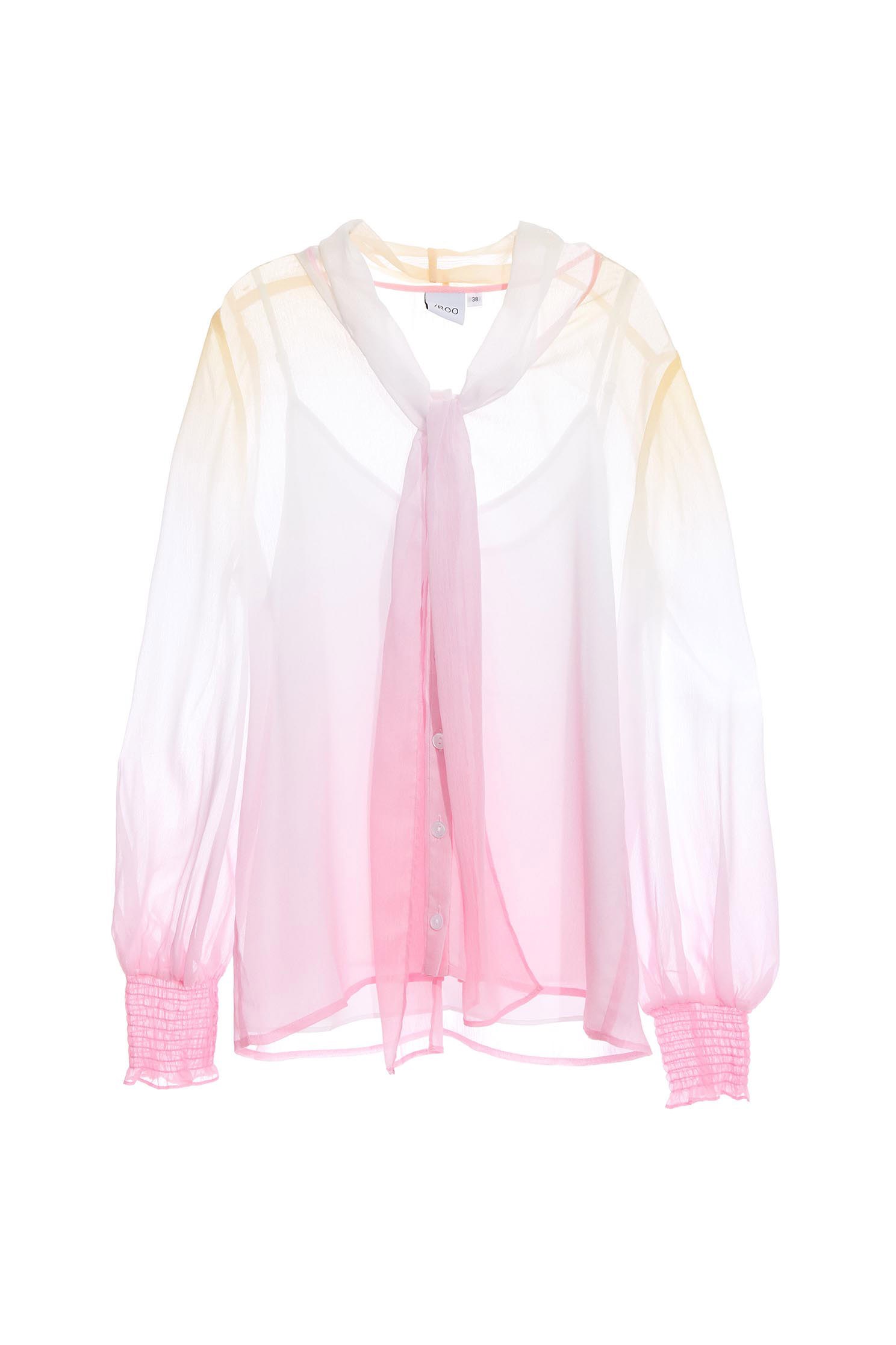 Pastel Colour Gradient Chiffon BlouseGradient rainbow print top,V-Neck T shirts,Tops,Under shirts,Season (SS) Look,mothergift,Pink,Thin straps,sleeveless tops,Long sleeve tops,Chiffon