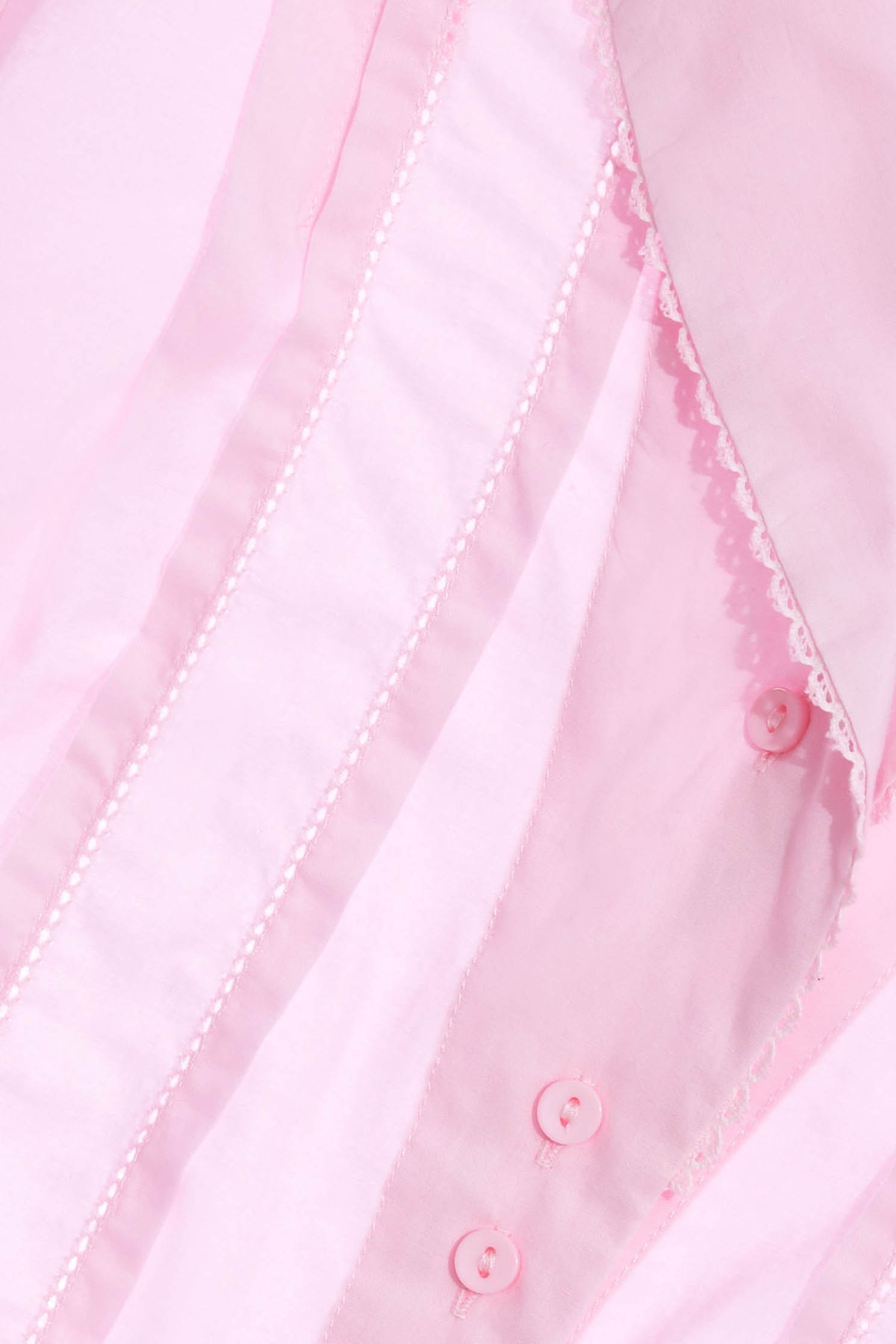 Front Pleat Blouse With Collar Trim DetailsDouble-breasted shirt,Office Looks,Tops,Season (SS) Look,White tops,Pink,Lace,Blouses