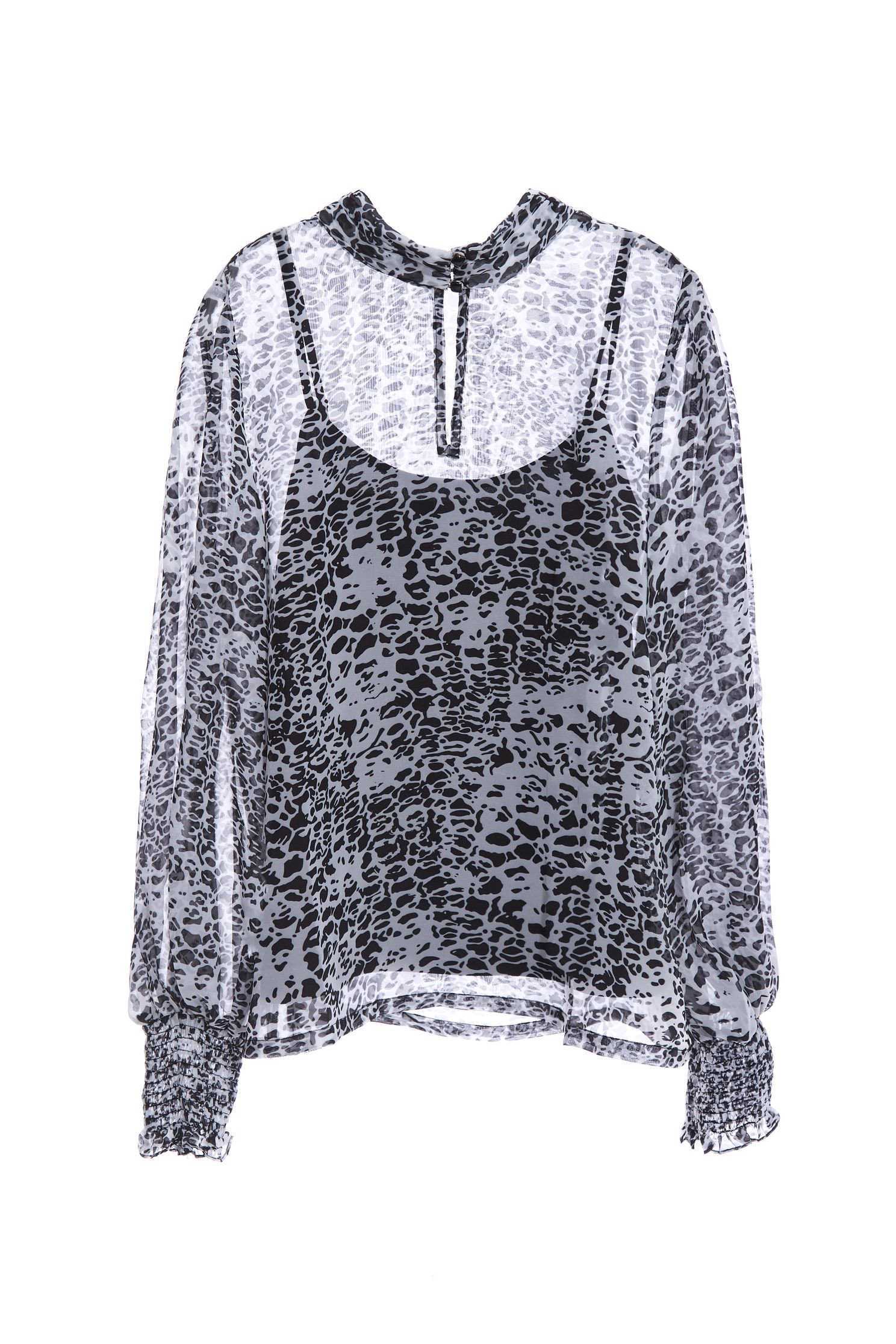 Black Animal Print Chiffon TopBlack Animal Print Chiffon Top,Tops,Under shirts,Season (SS) Look,Thin straps,sleeveless tops,Chiffon