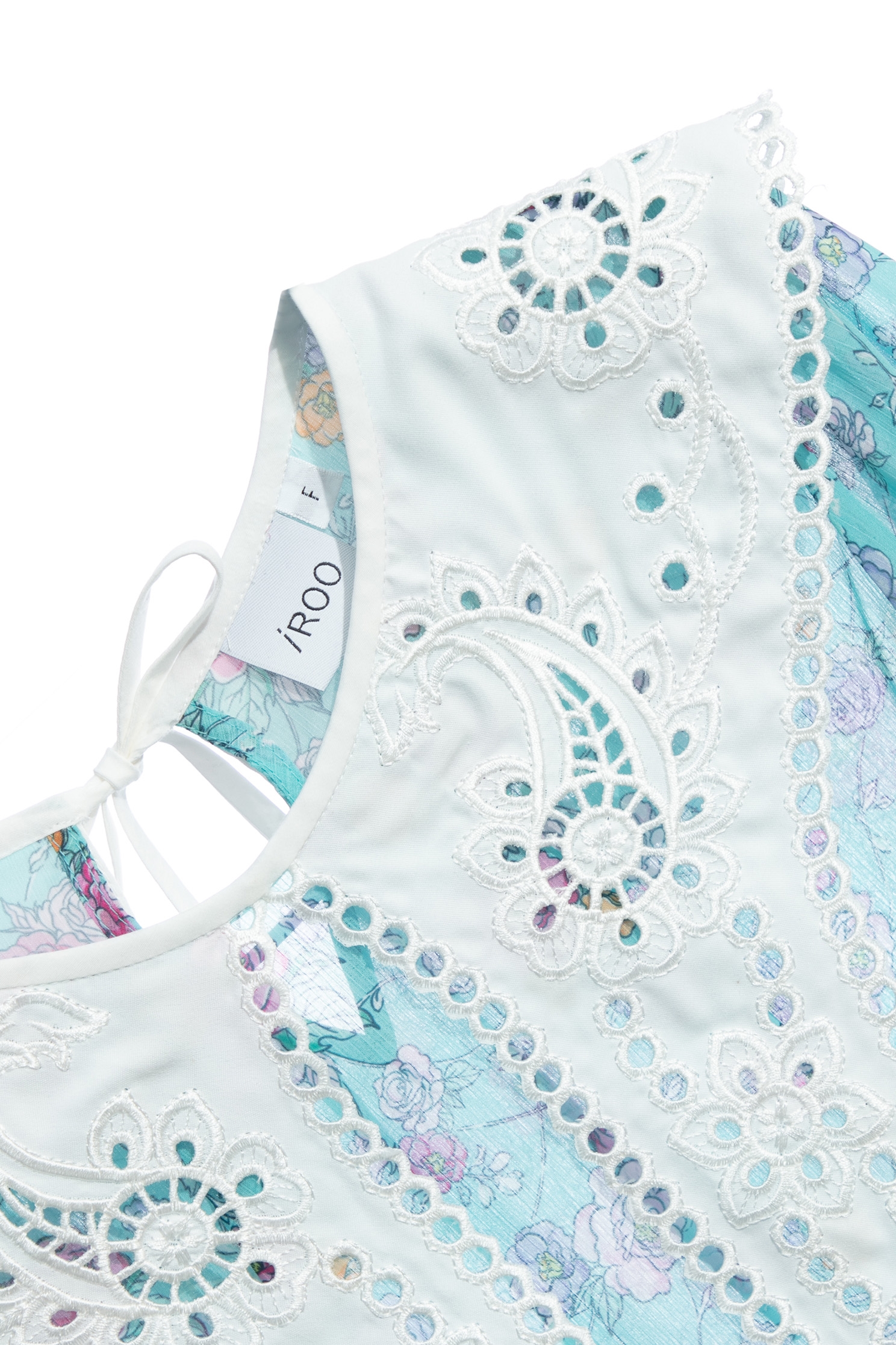 Floral Print Top With Contrast Lace CollarFloral Print Top With Contrast Lace Collar,Tops,Season (AW) Look,Chiffon