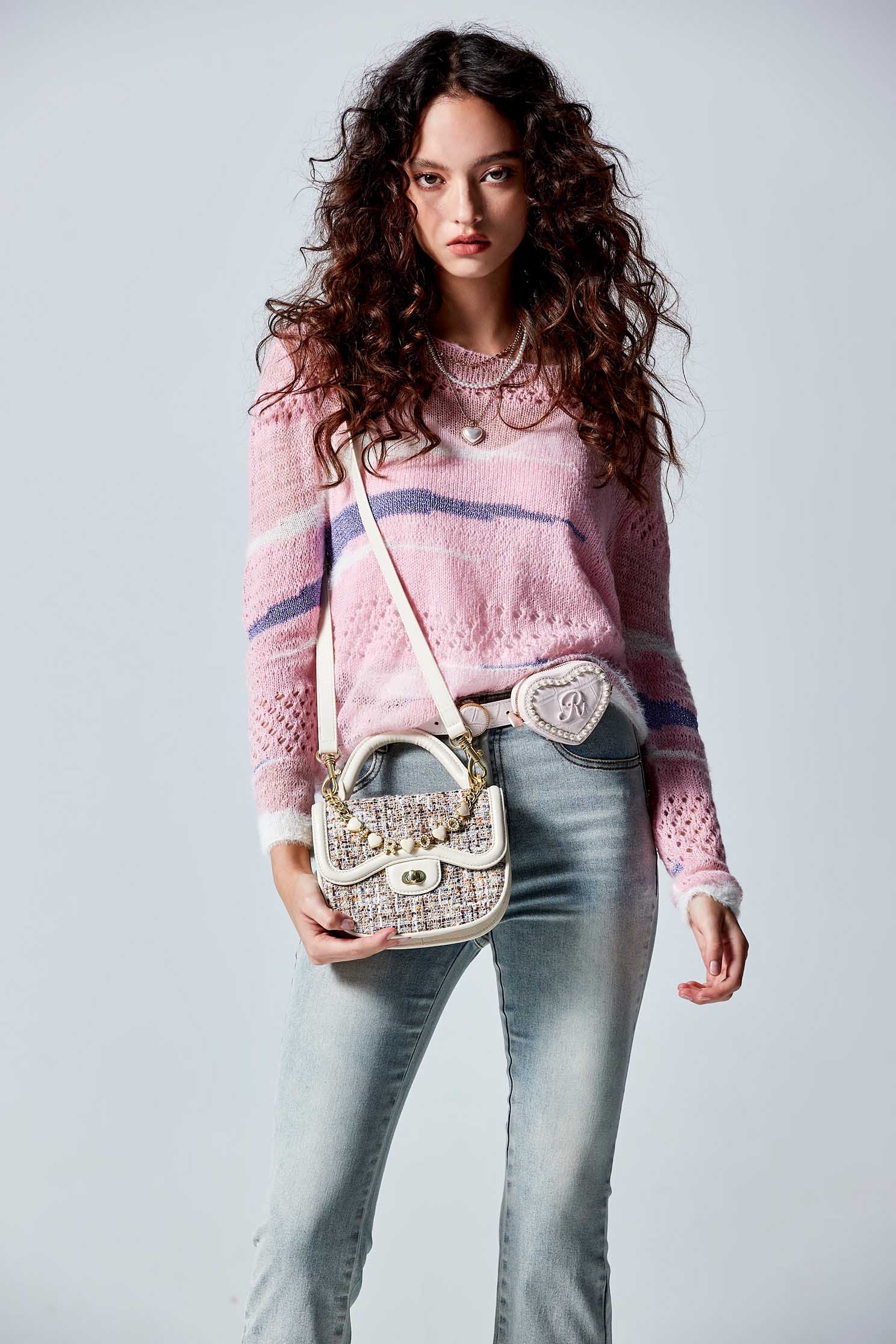 Contrast Streaks Knit TopContrast Streaks Knit Top,Tops,Season (AW) Look,Knitted,Knitted tops