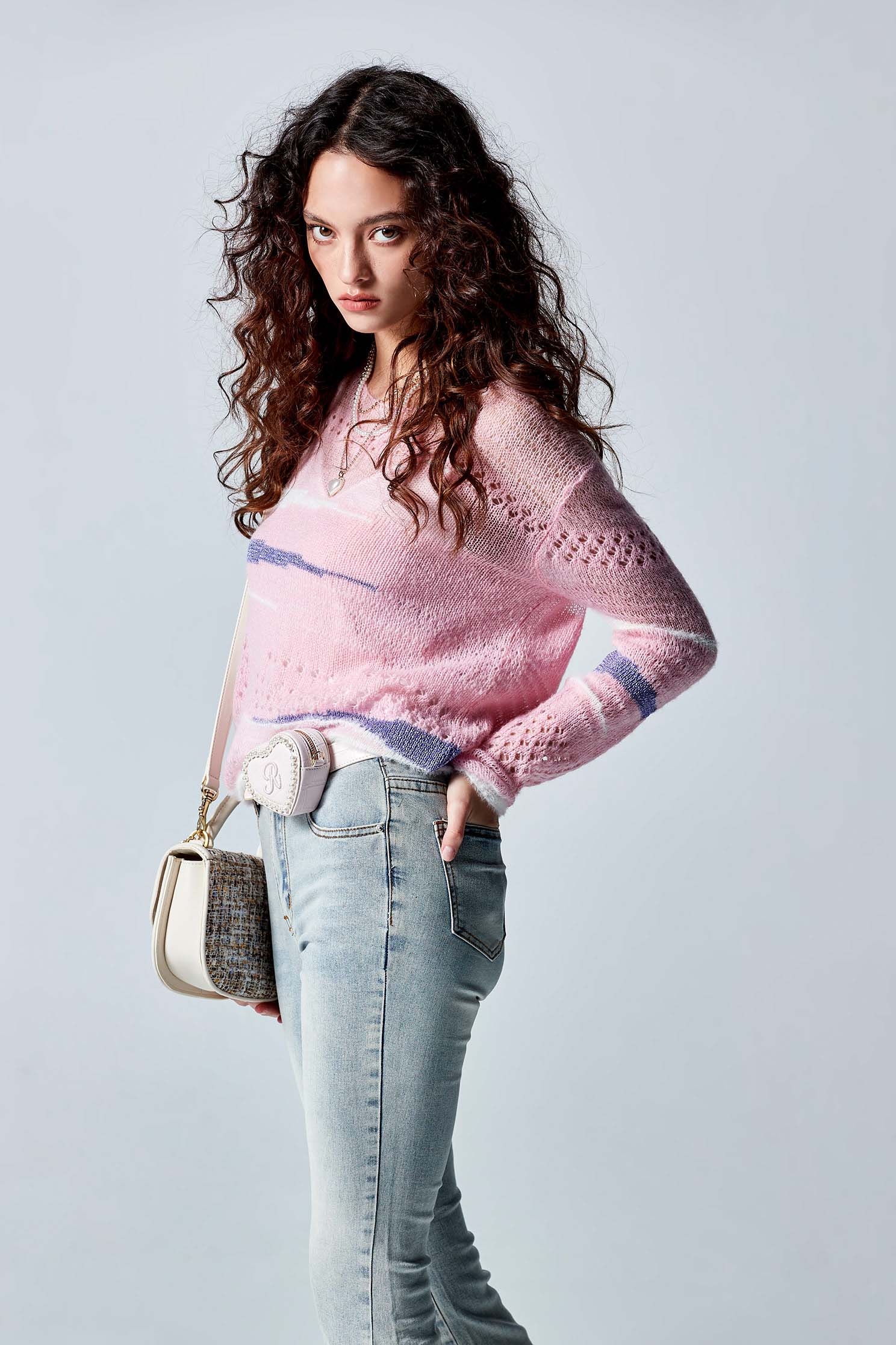 Contrast Streaks Knit TopContrast Streaks Knit Top,Tops,Season (AW) Look,Knitted,Knitted tops