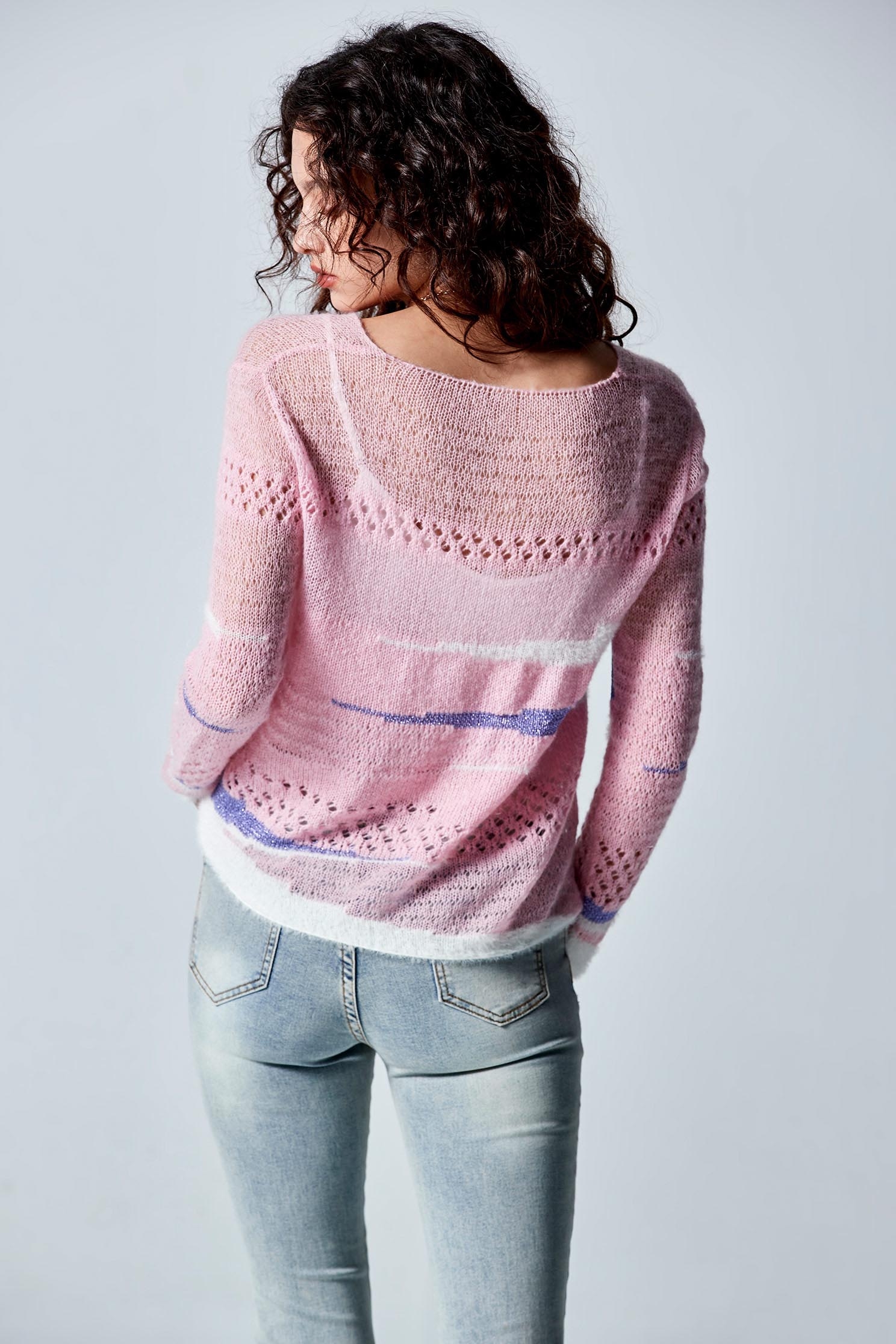 Contrast Streaks Knit TopContrast Streaks Knit Top,Tops,Season (AW) Look,Knitted,Knitted tops