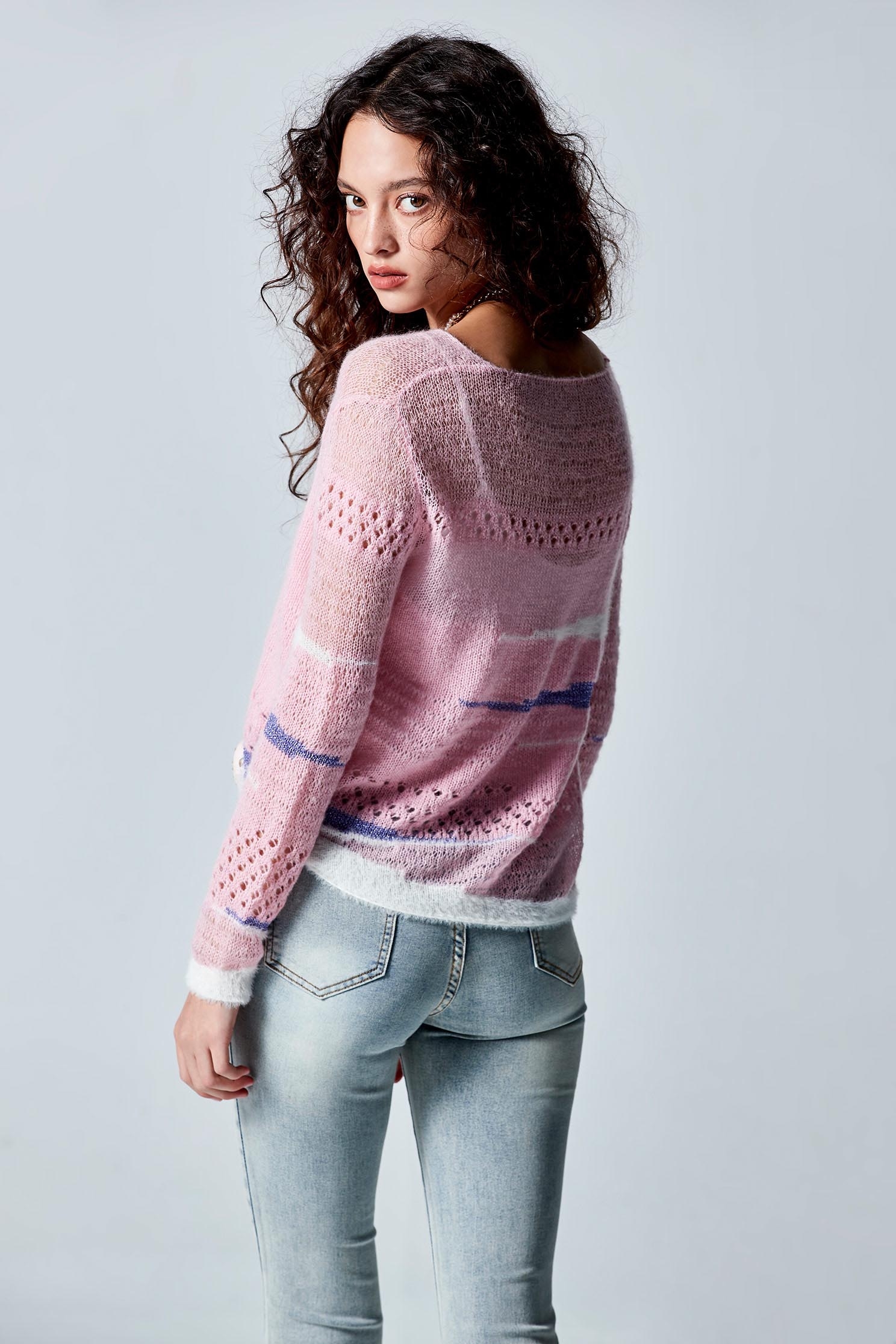Contrast Streaks Knit TopContrast Streaks Knit Top,Tops,Season (AW) Look,Knitted,Knitted tops