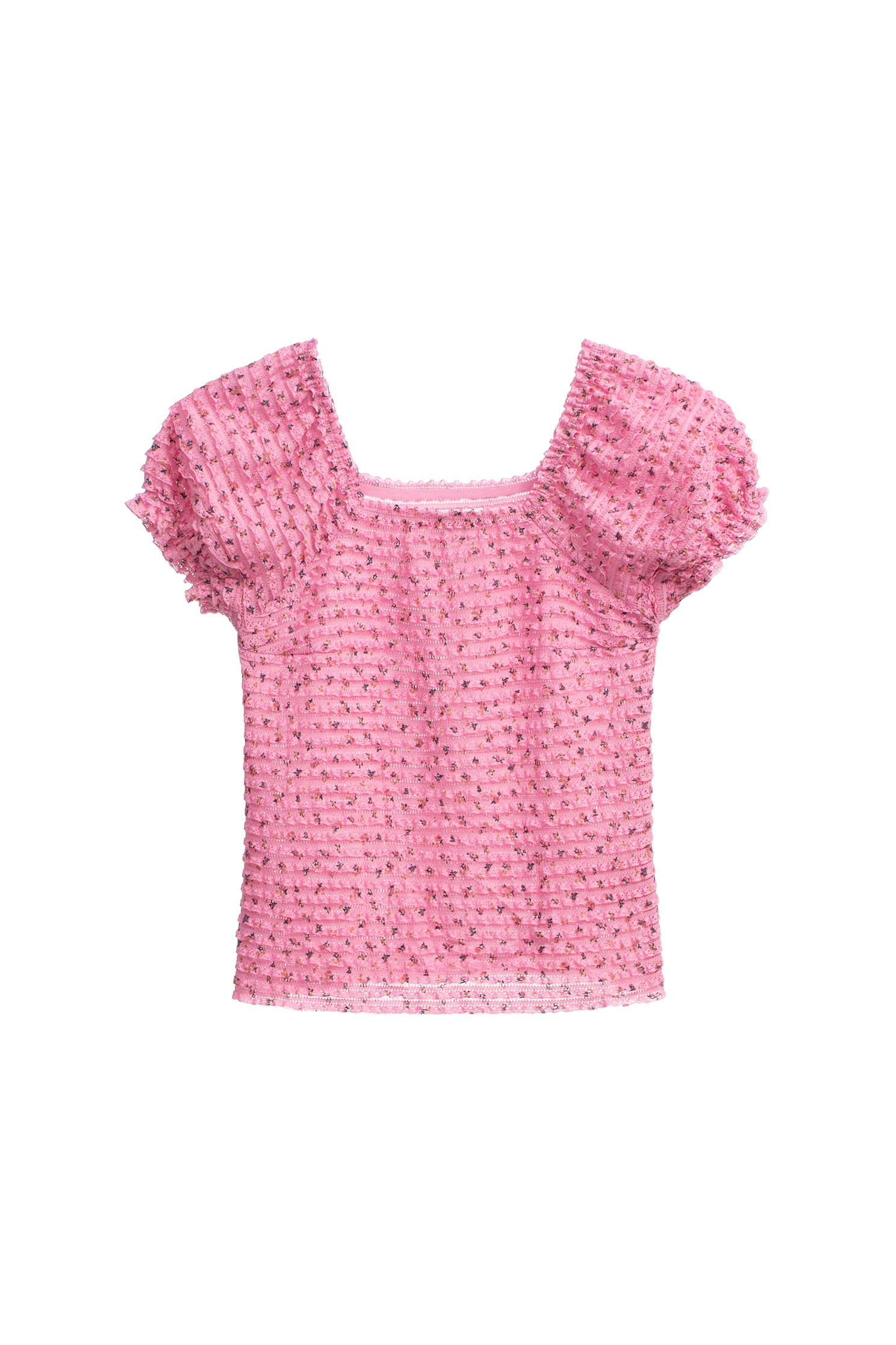 Puff Sleeve Cyclamen Pink Lace TopPuff Sleeve Cyclamen Pink Lace Top,Tops,Season (SS) Look,Lace tops