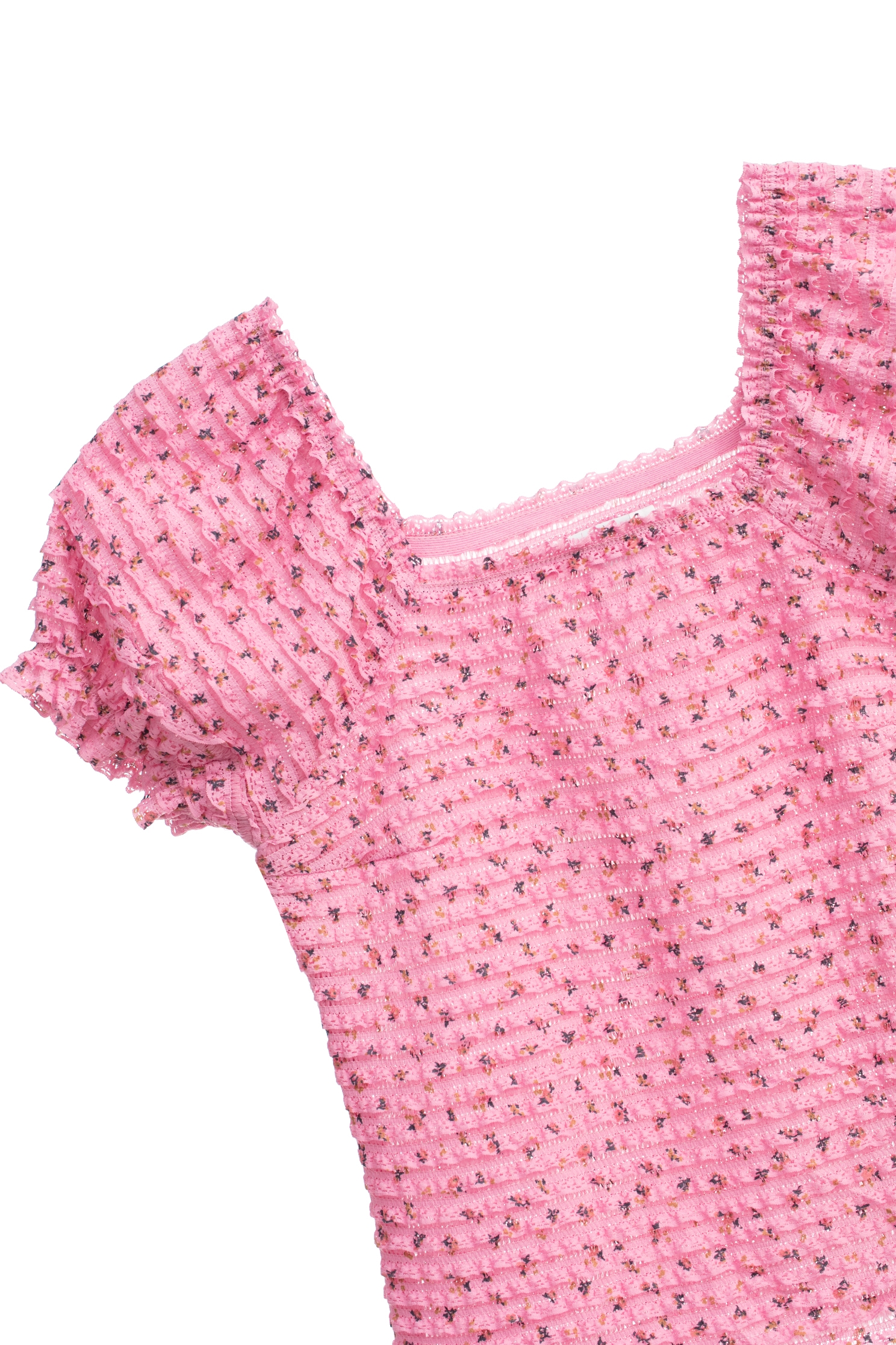 Puff Sleeve Cyclamen Pink Lace TopPuff Sleeve Cyclamen Pink Lace Top,Tops,Season (SS) Look,Lace tops