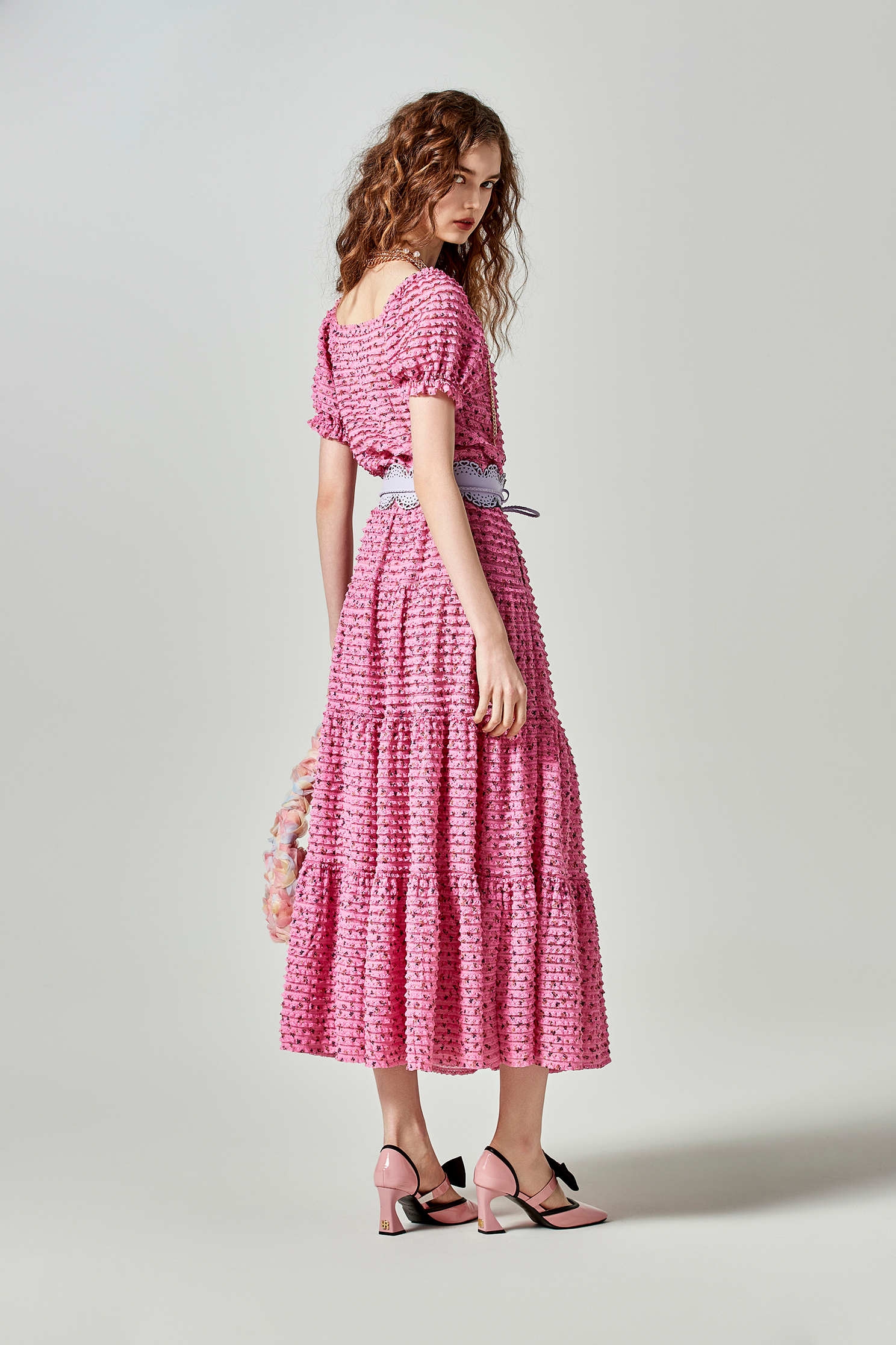 Puff Sleeve Cyclamen Pink Lace TopPuff Sleeve Cyclamen Pink Lace Top,Tops,Season (SS) Look,Lace tops