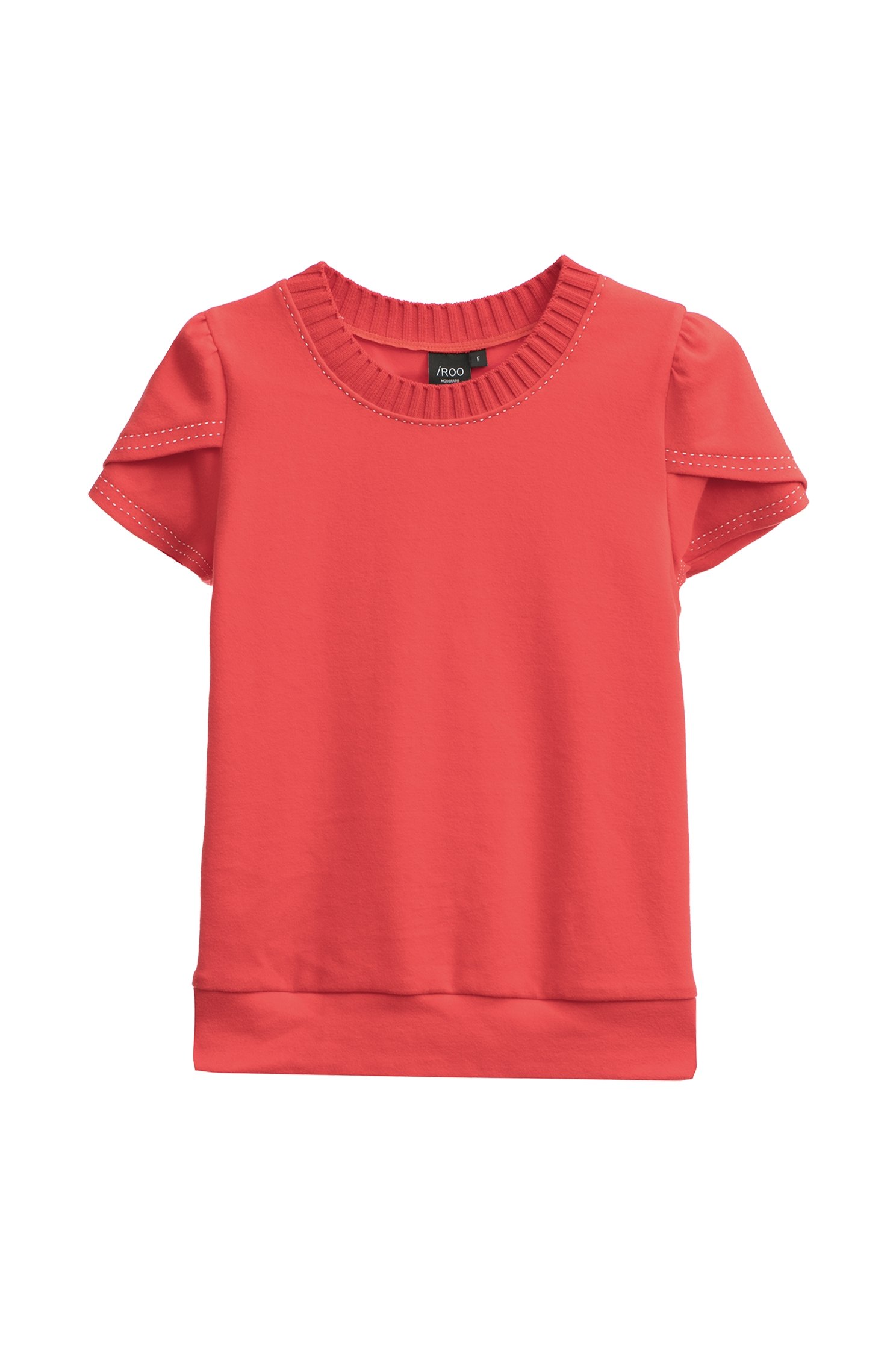 Petal Sleeve Tee With Contrast Stitching DetailPetal Sleeve Tee With Contrast Stitching Detail,Tops,Season (SS) Look