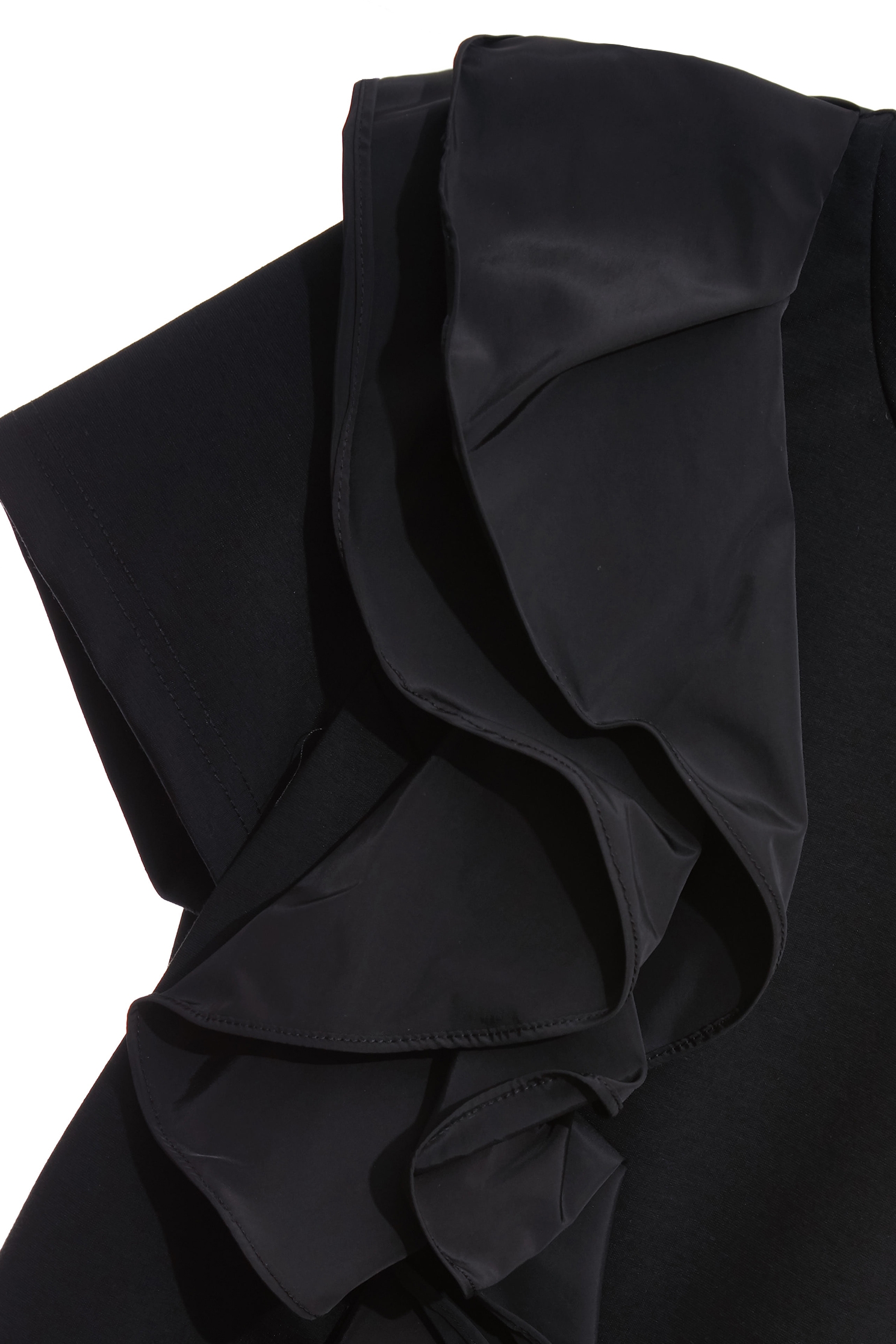 Ruffle Taffeta Black TeeRuffle Taffeta Black Tee,Tops,Season (SS) Look,black tops