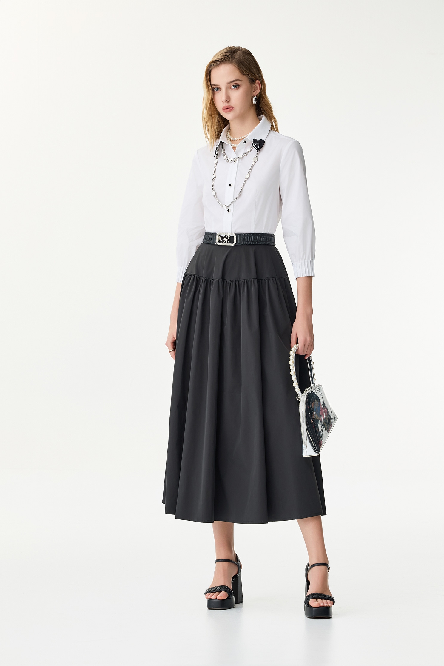 Heart Embroidery Collar Detail BlouseHeart Embroidery Collar Detail Blouse,Tops,Season (SS) Look,Embroidered