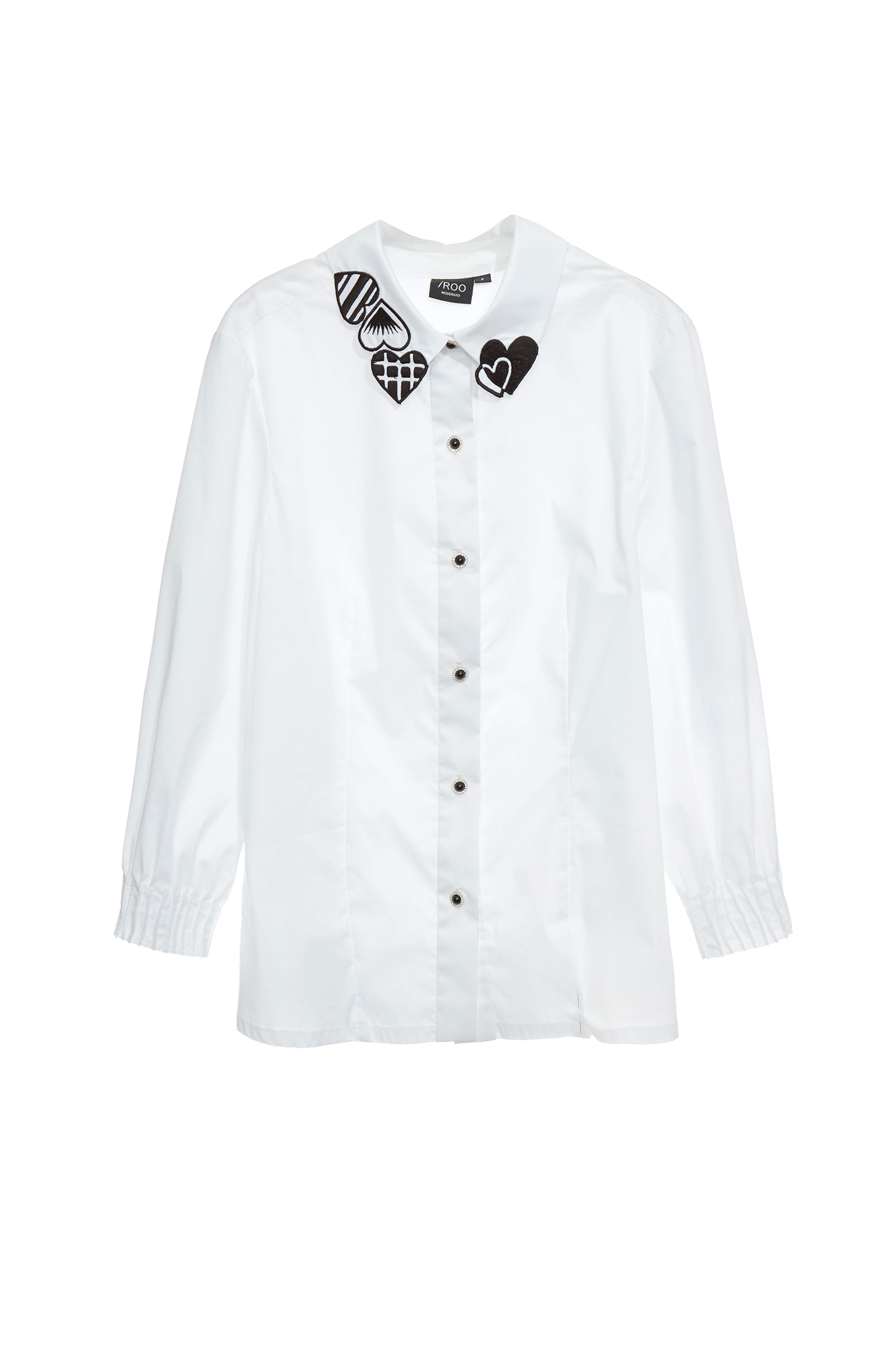 Heart Embroidery Collar Detail BlouseHeart Embroidery Collar Detail Blouse,Tops,Season (SS) Look,Embroidered