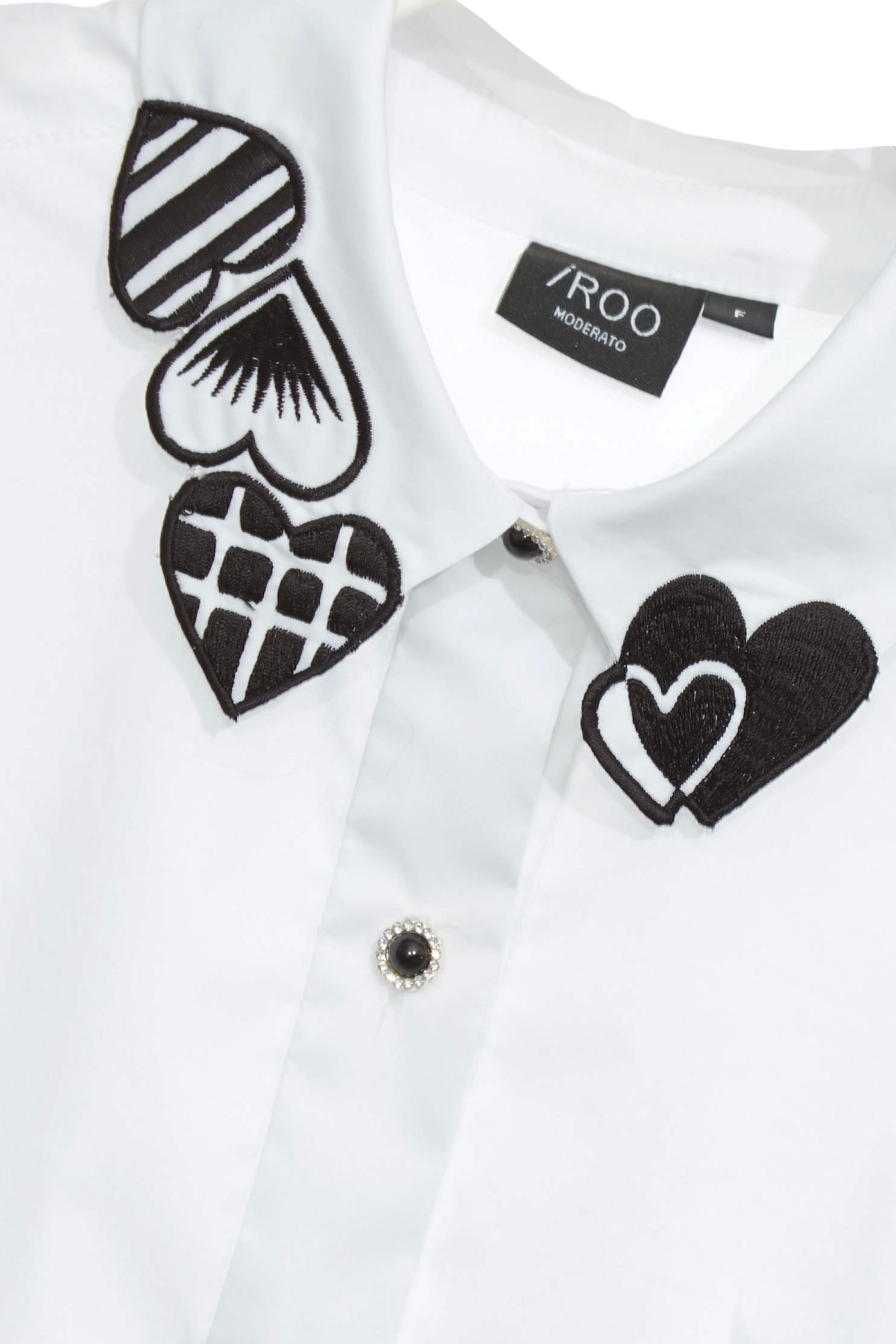 Heart Embroidery Collar Detail BlouseHeart Embroidery Collar Detail Blouse,Tops,Season (SS) Look,Embroidered