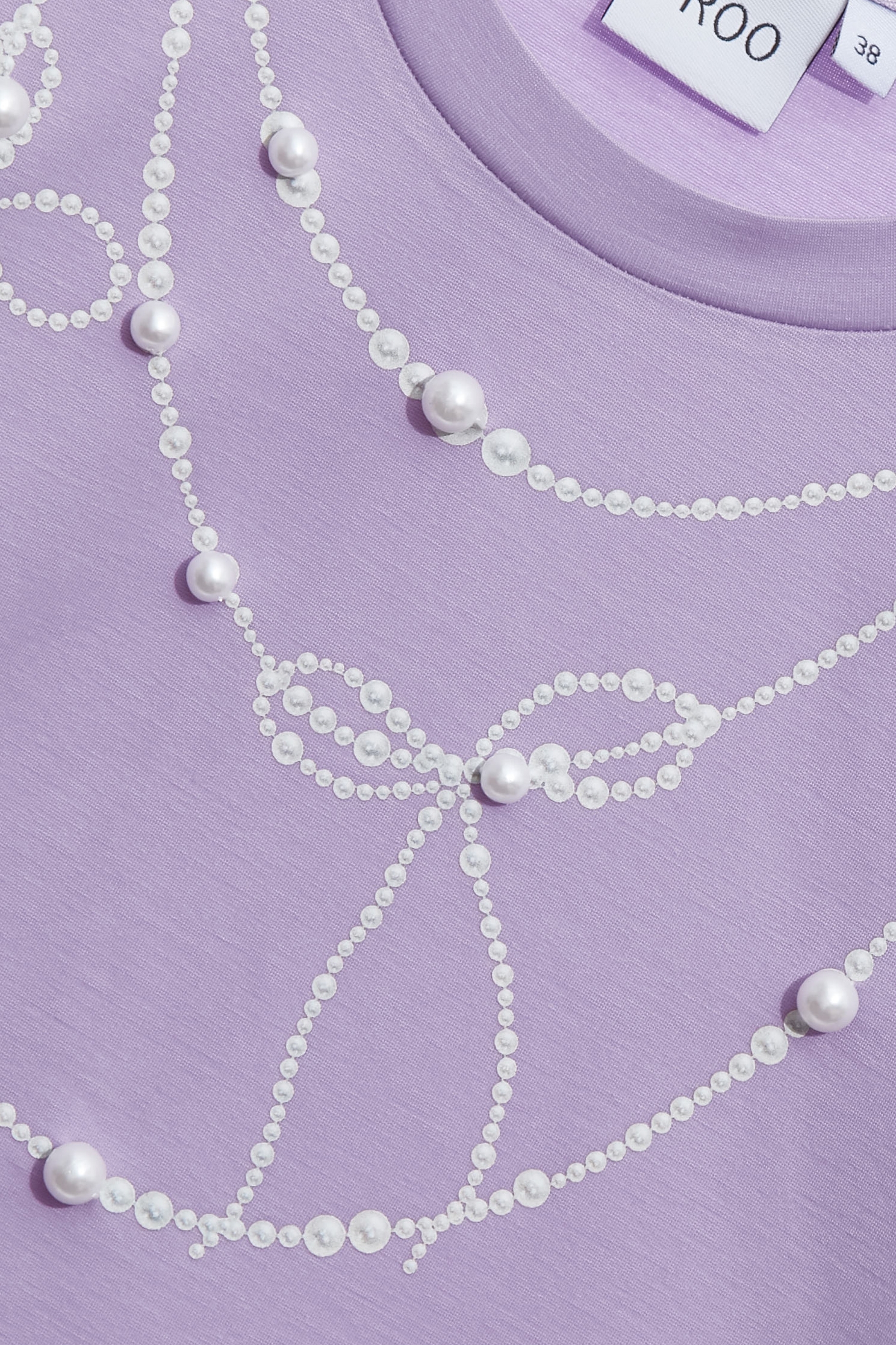 Printed Graphic Pearl Detail TeePrinted Graphic Pearl Detail Tee,Tops,Season (SS) Look,pearl,Necklaces