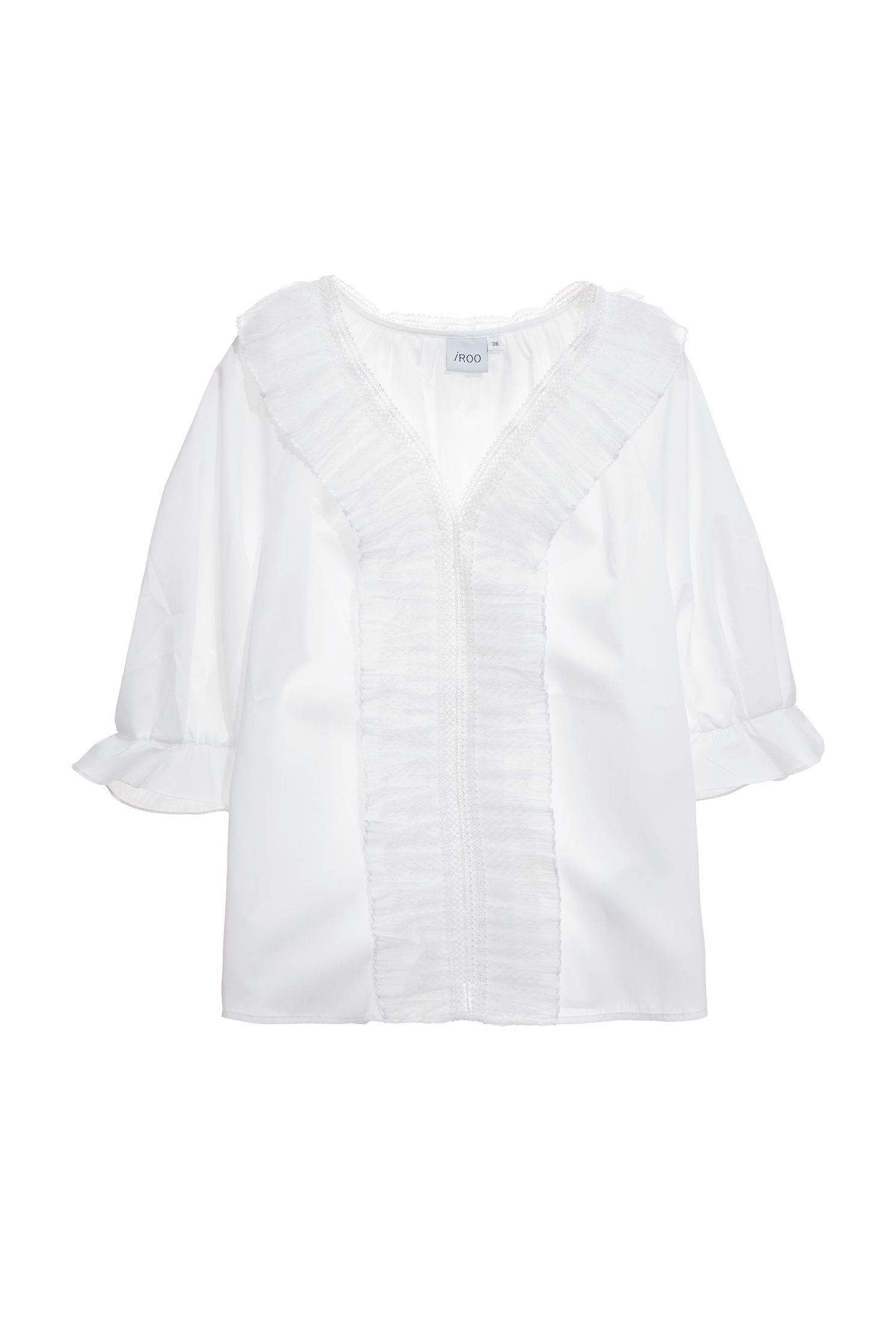 Ruffle Detail V-neck TopRuffle Detail V-neck Top,V-Neck T shirts,Office Looks,Tops,Season (SS) Look,Valentine,Lace,Lace tops