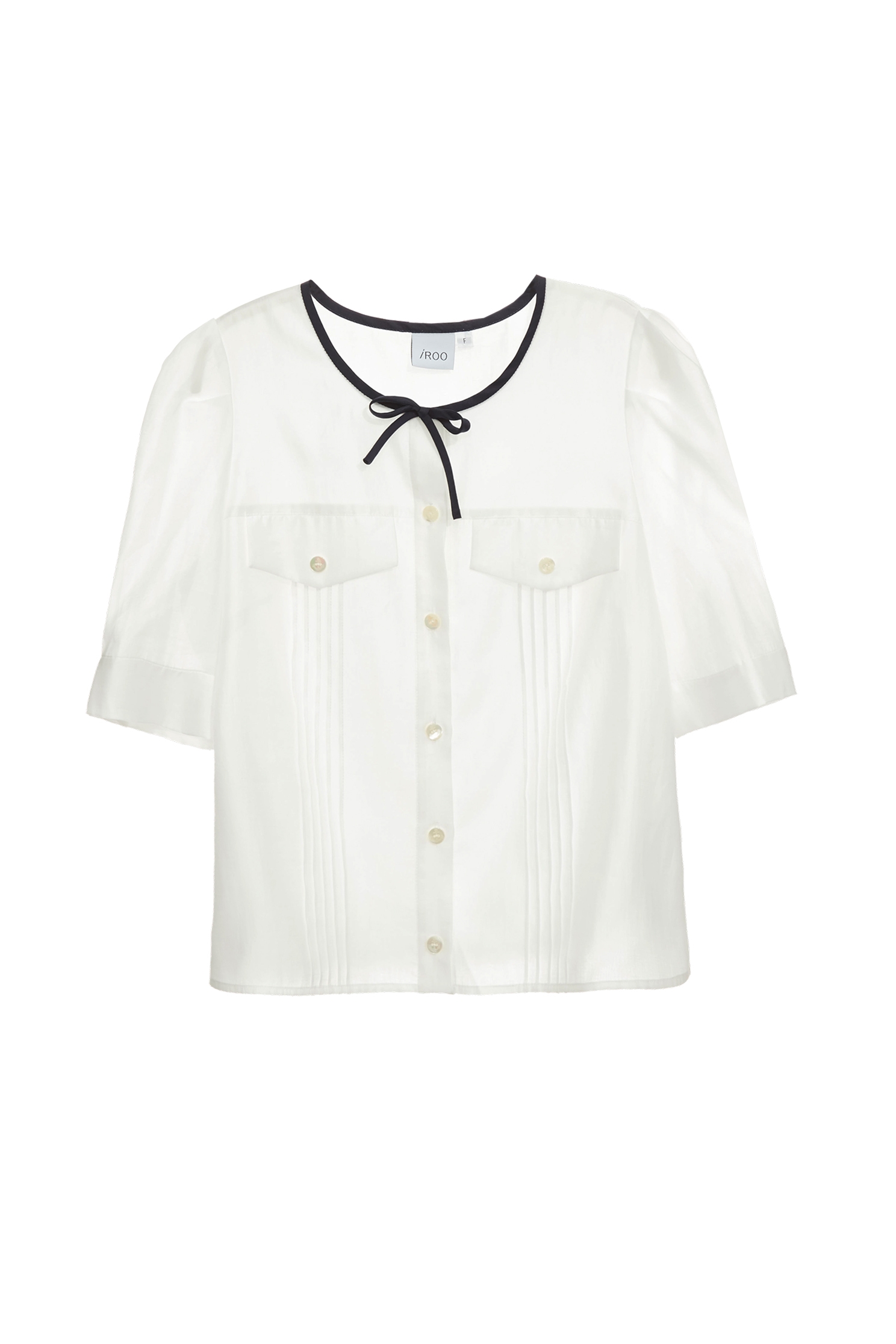 Navy Bow Detail Button Front BlouseNavy Bow Detail Button Front Blouse,Office Looks,Tops,Season (SS) Look,White tops
