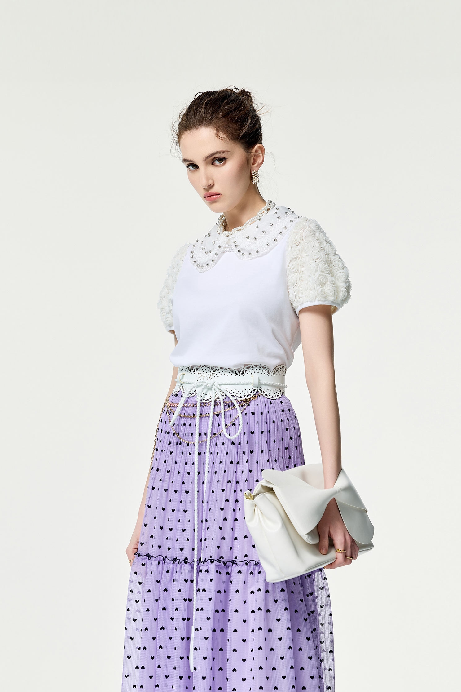 3-D Floral Sleeve Detail Top3-D Floral Sleeve Detail Top,T-shirts,Tops,Embroidered,Season (SS) Look,Valentine,blossoms,Lace