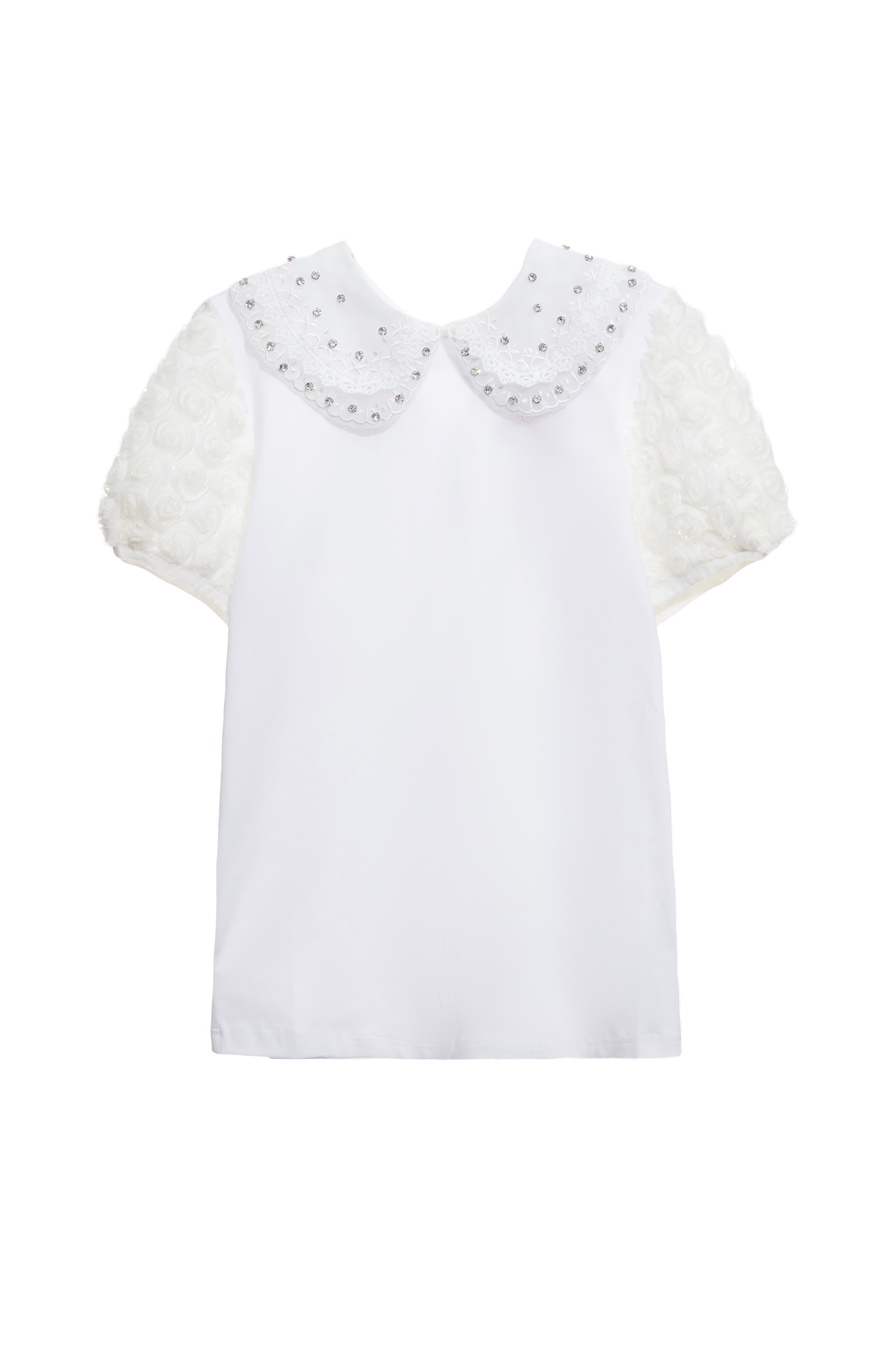 3-D Floral Sleeve Detail Top3-D Floral Sleeve Detail Top,T-shirts,Tops,Embroidered,Season (SS) Look,Valentine,blossoms,Lace