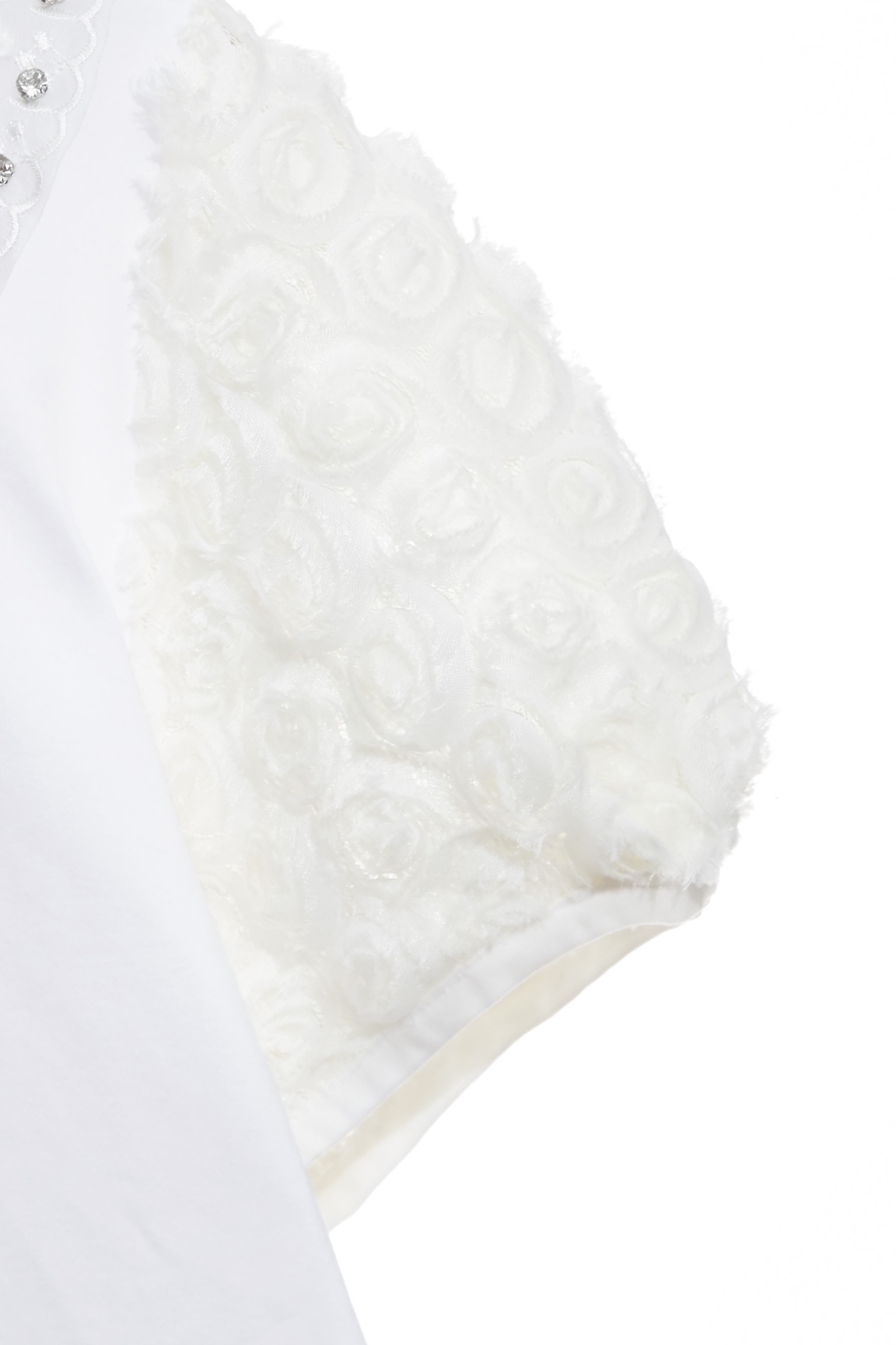 3-D Floral Sleeve Detail Top3-D Floral Sleeve Detail Top,T-shirts,Tops,Embroidered,Season (SS) Look,Valentine,blossoms,Lace