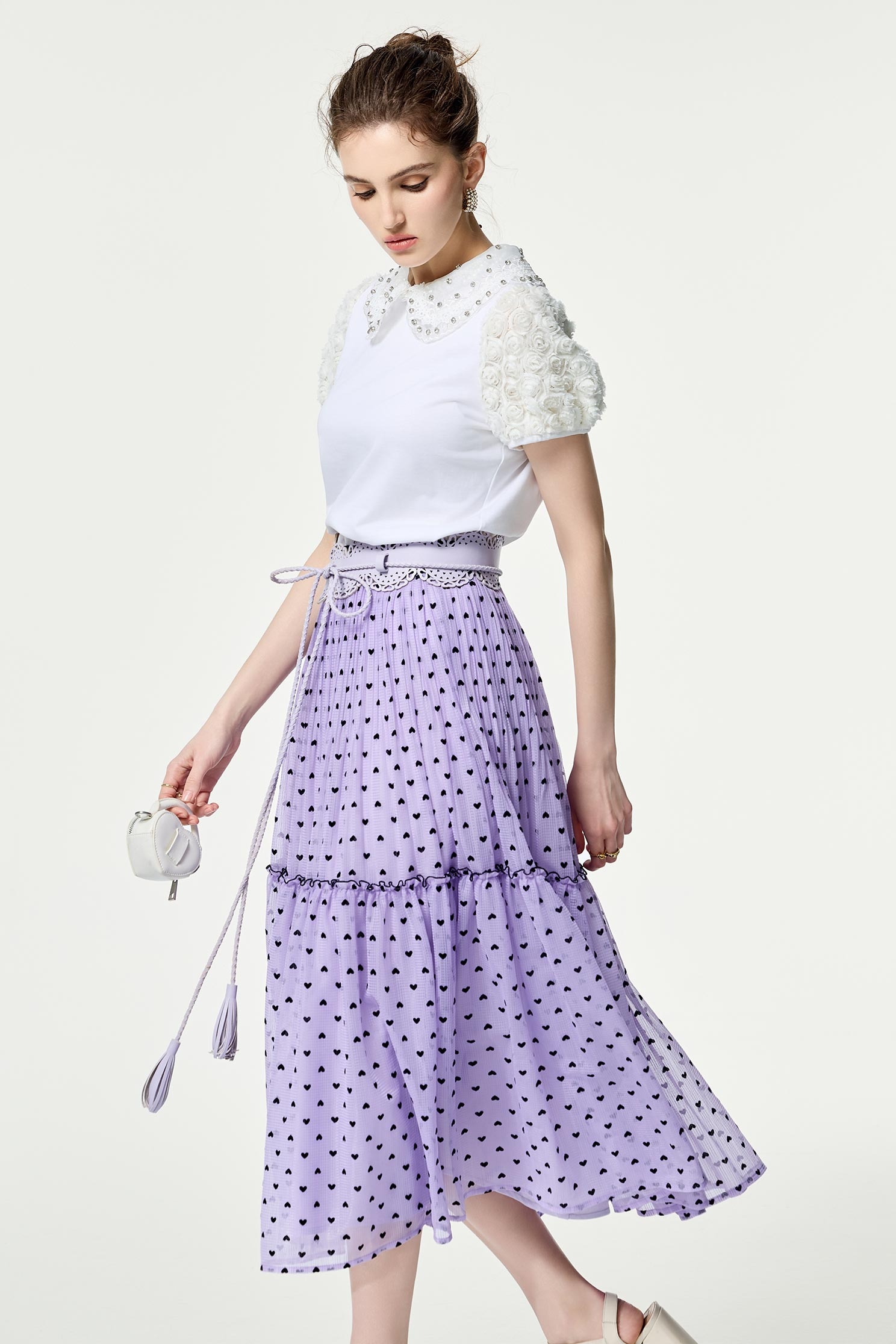 3-D Floral Sleeve Detail Top3-D Floral Sleeve Detail Top,T-shirts,Tops,Embroidered,Season (SS) Look,Valentine,blossoms,Lace