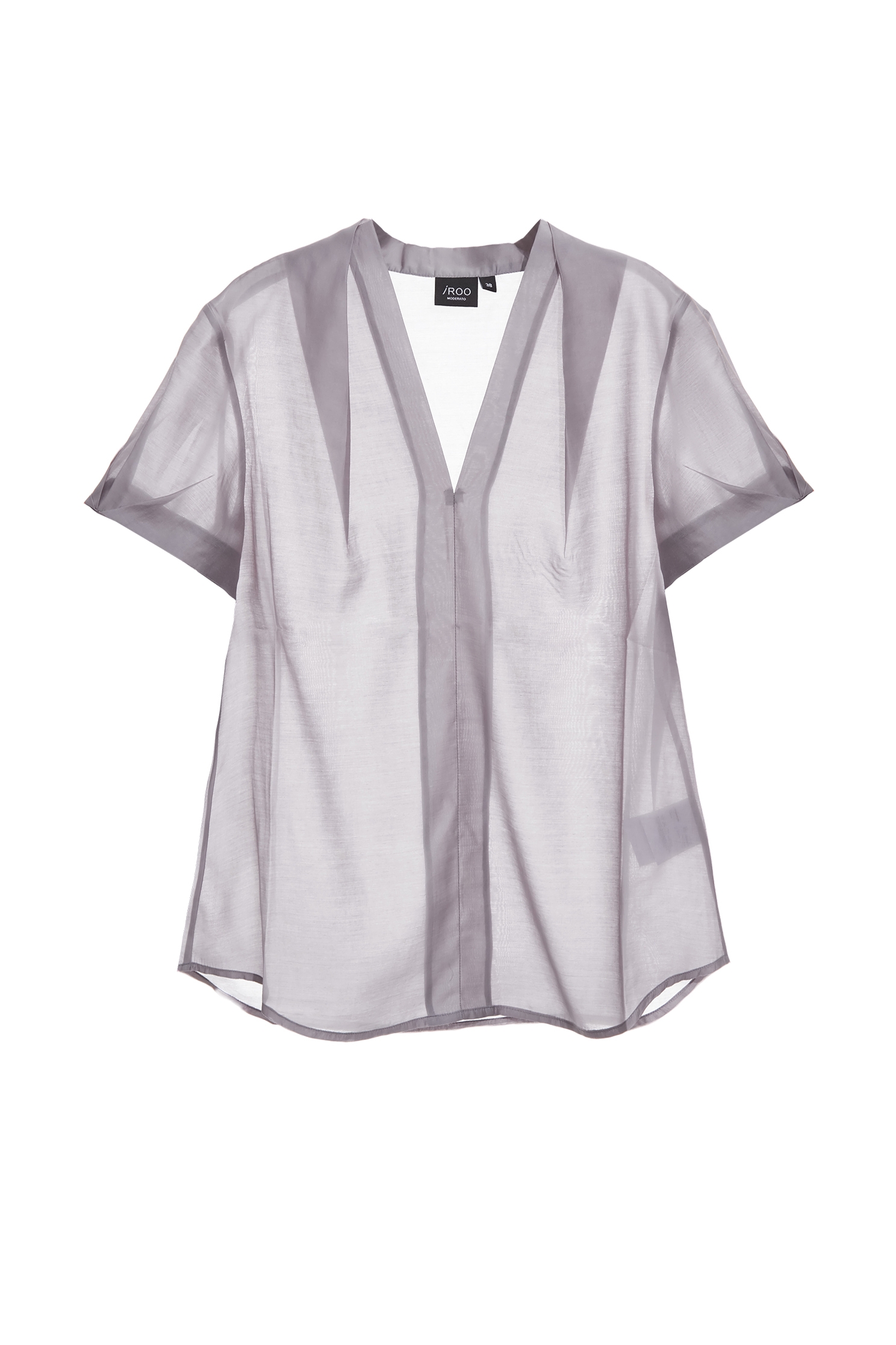 Folded Sleeve Detail V-neck TopFolded Sleeve Detail V-neck Top,V-Neck T shirts,Office Looks,Tops,Season (SS) Look,Urban Fashion