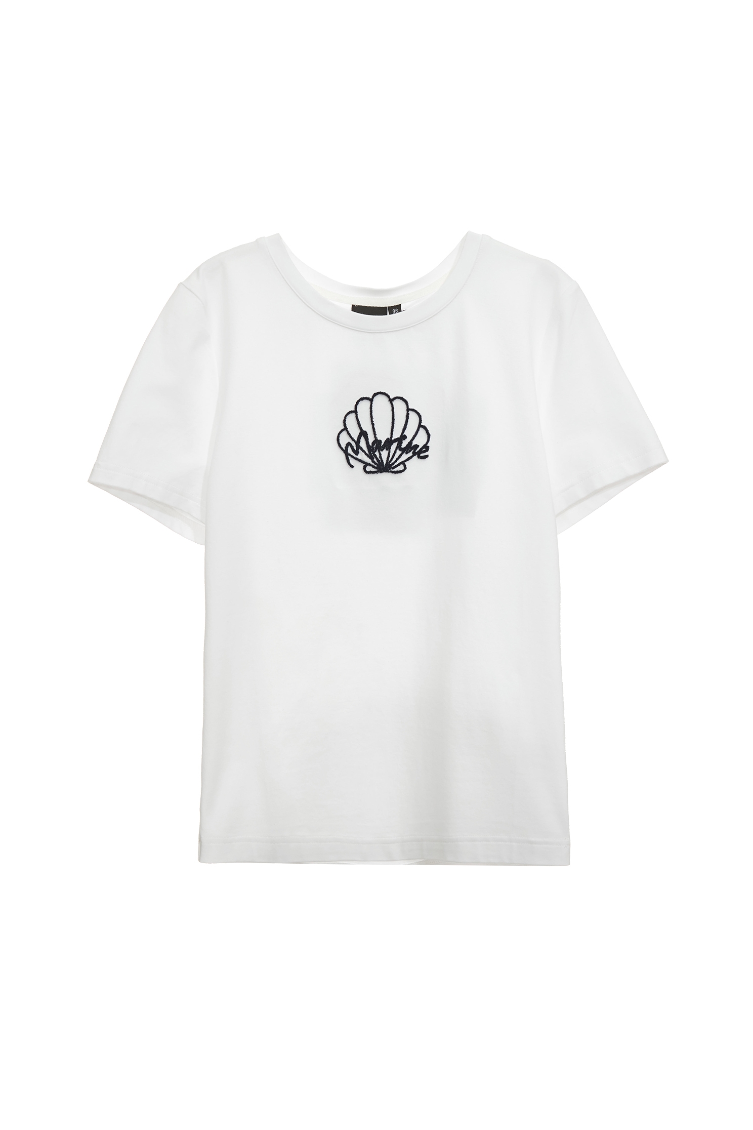 Shell Graphic Embroidery White TeeShell Graphic Embroidery White Tee,T-shirts,T-shirts,Tops,Season (SS) Look,Valentine,Cotton