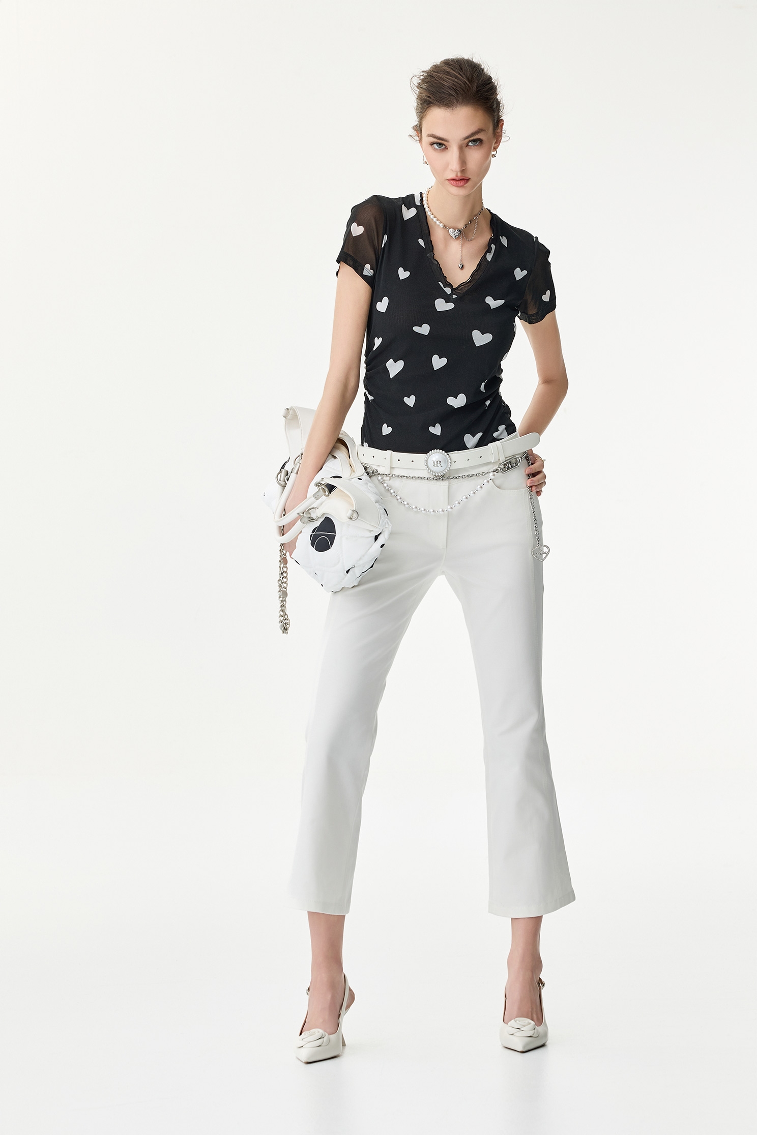 Heart Print Short Sleeve TopHeart Print Short Sleeve Top,Tops