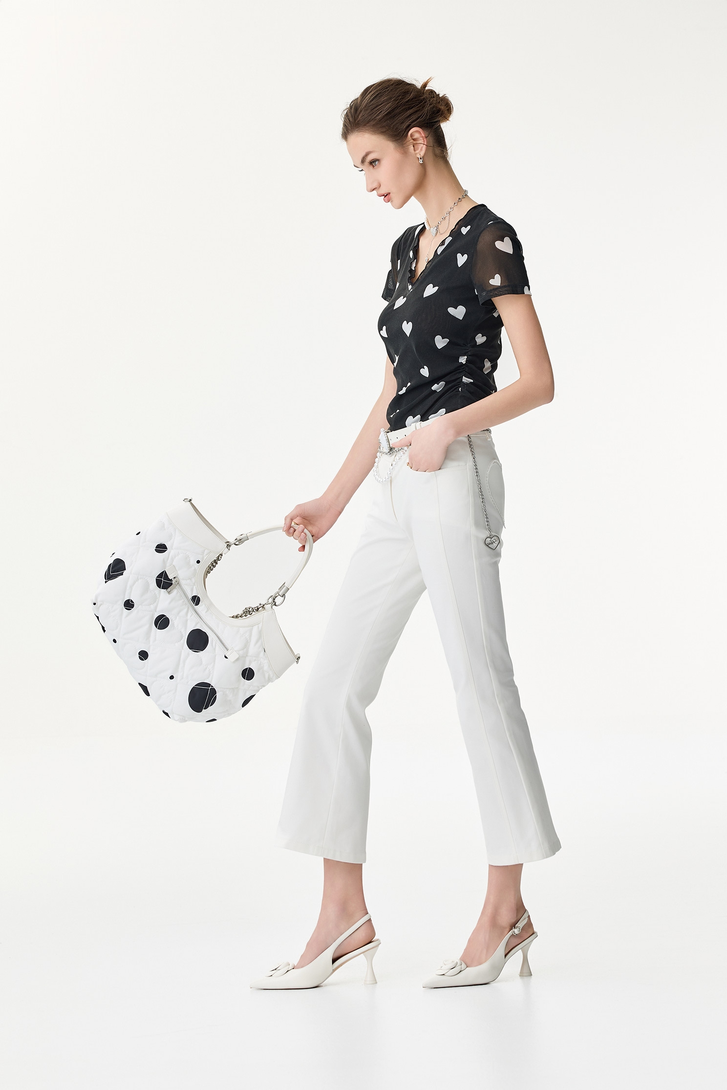 Heart Print Short Sleeve TopHeart Print Short Sleeve Top,Tops