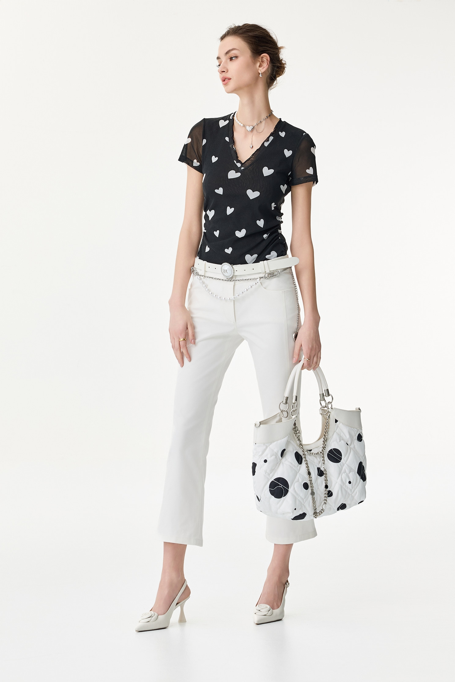 Heart Print Short Sleeve TopHeart Print Short Sleeve Top,Tops
