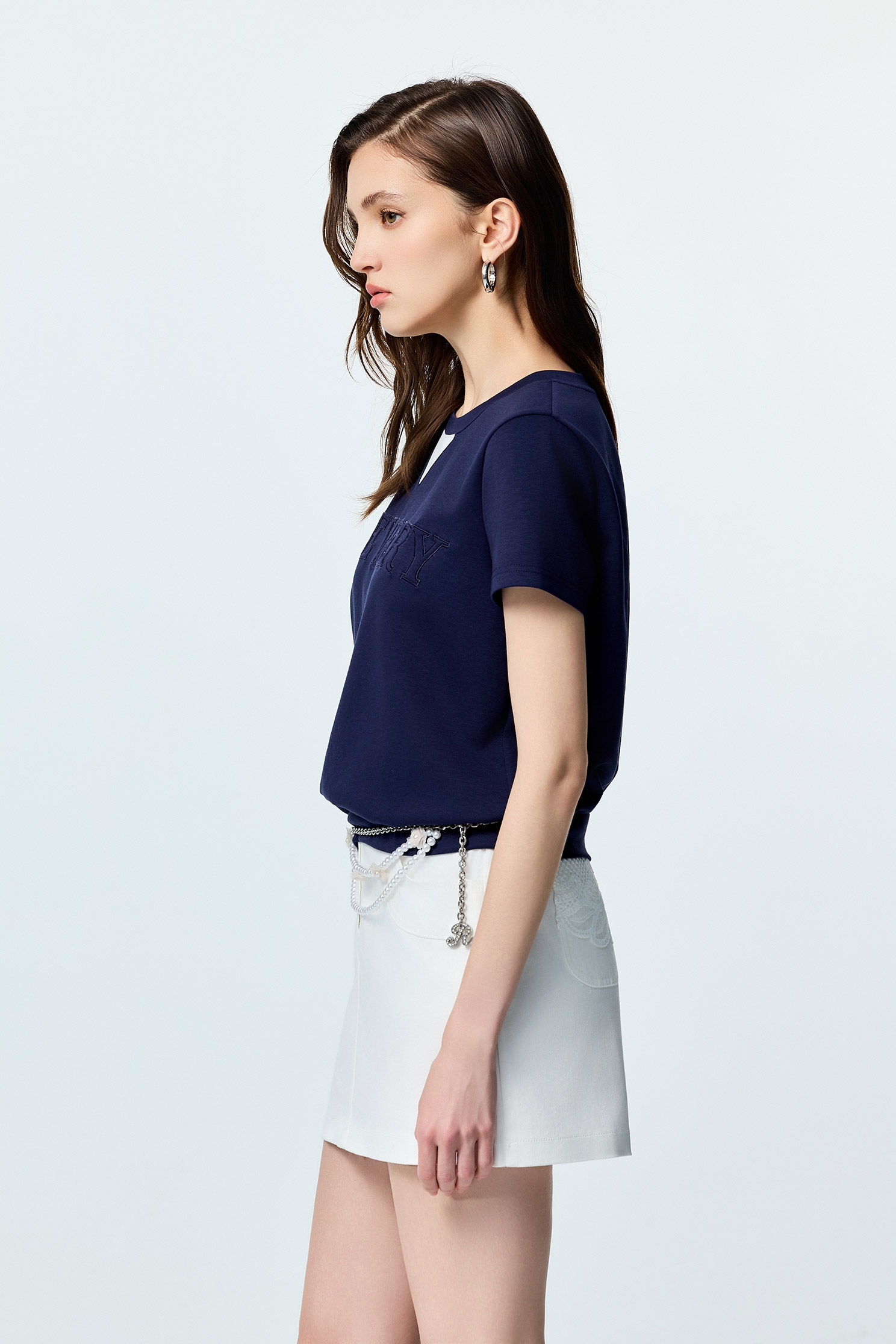 Contrast Neckline Short Sleeve TeeContrast Neckline Short Sleeve Tee,Tops,Season (SS) Look,Urban Fashion
