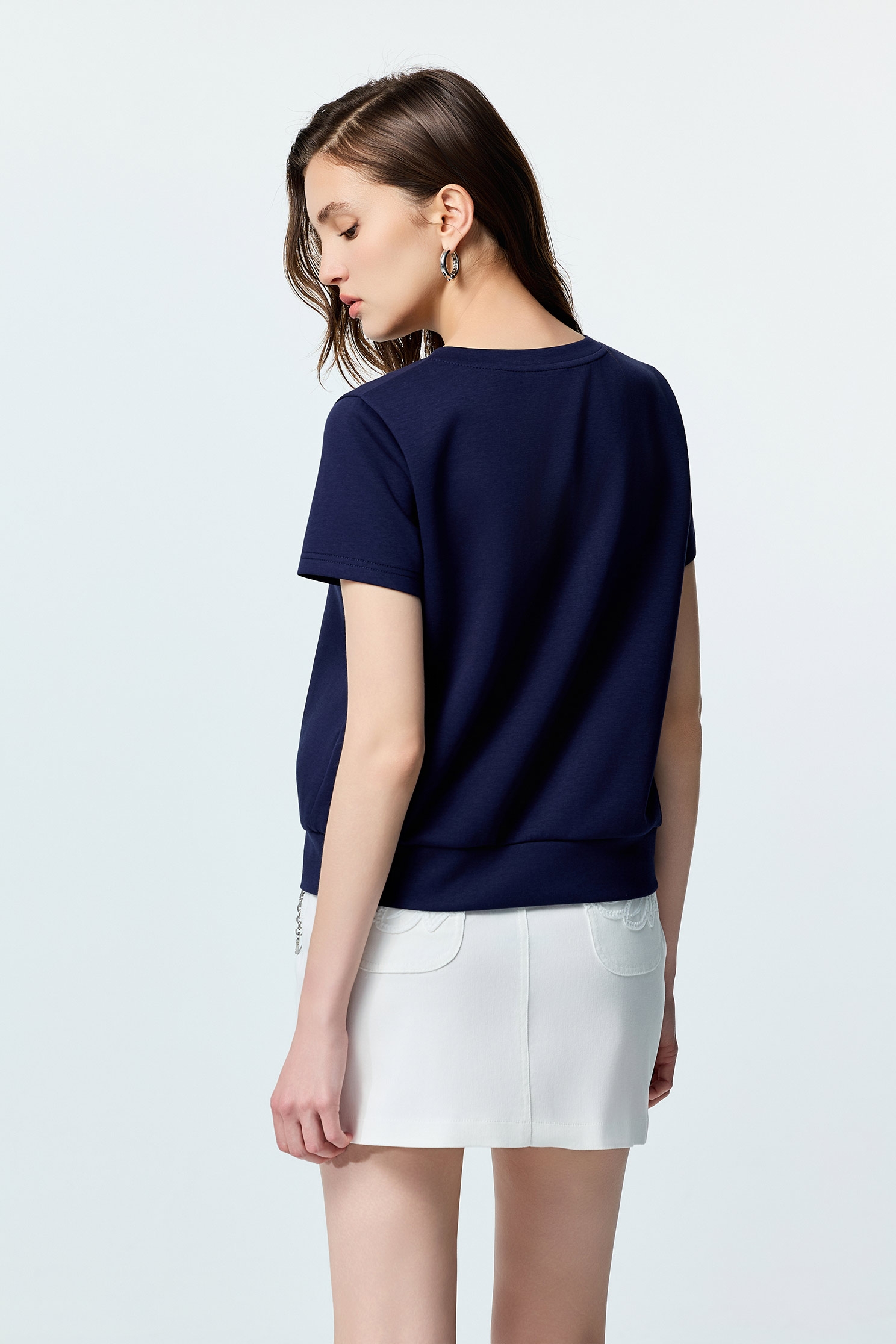 Contrast Neckline Short Sleeve TeeContrast Neckline Short Sleeve Tee,Tops,Season (SS) Look,Urban Fashion