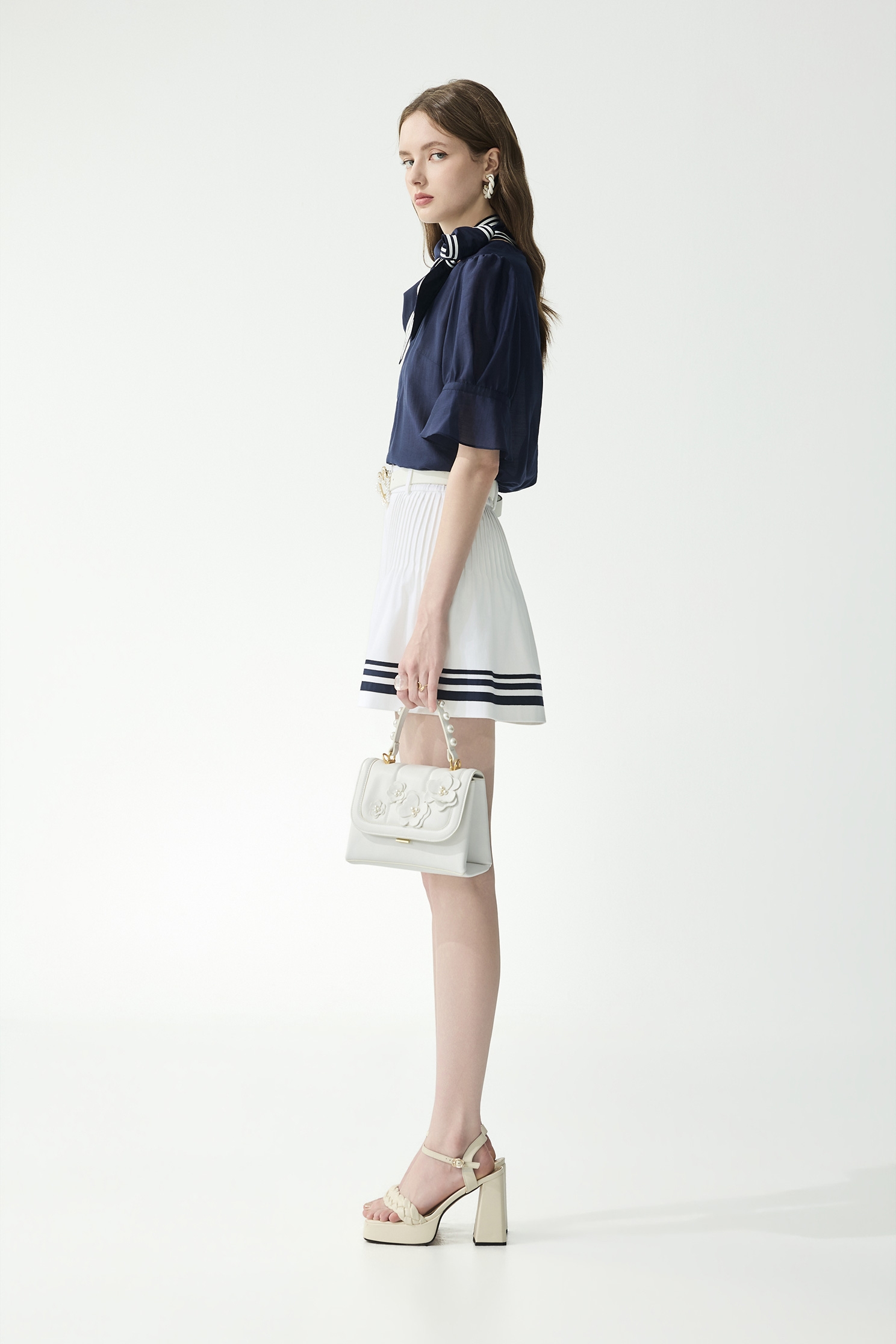 Scarf Collar Navy TopScarf Collar Navy Top,Tops,Season (SS) Look
