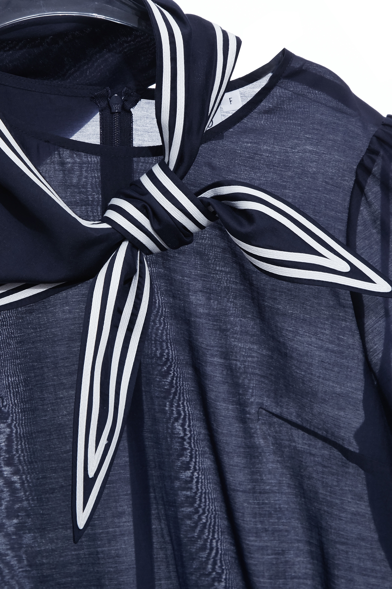 Scarf Collar Navy TopScarf Collar Navy Top,Tops,Season (SS) Look