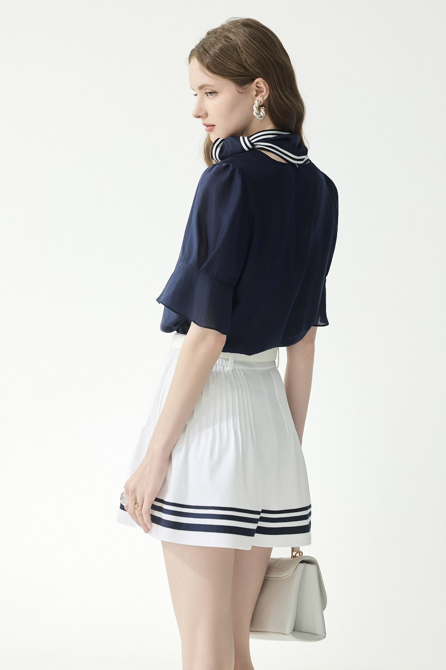 Scarf Collar Navy TopScarf Collar Navy Top,Tops,Season (SS) Look