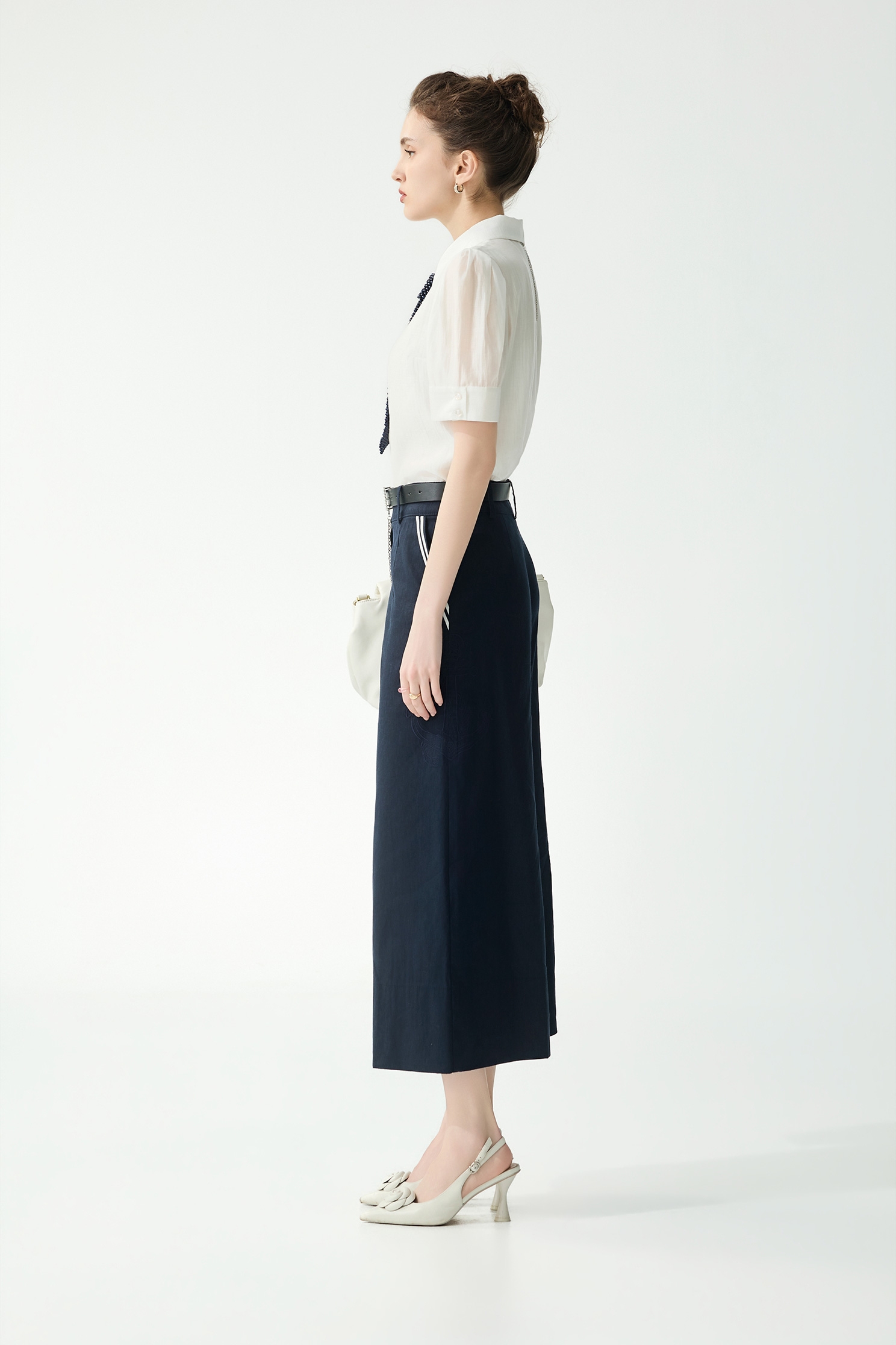 Pearl Tie Short Sleeve BlousePearl Tie Short Sleeve Blouse,Tops,Season (SS) Look,White tops
