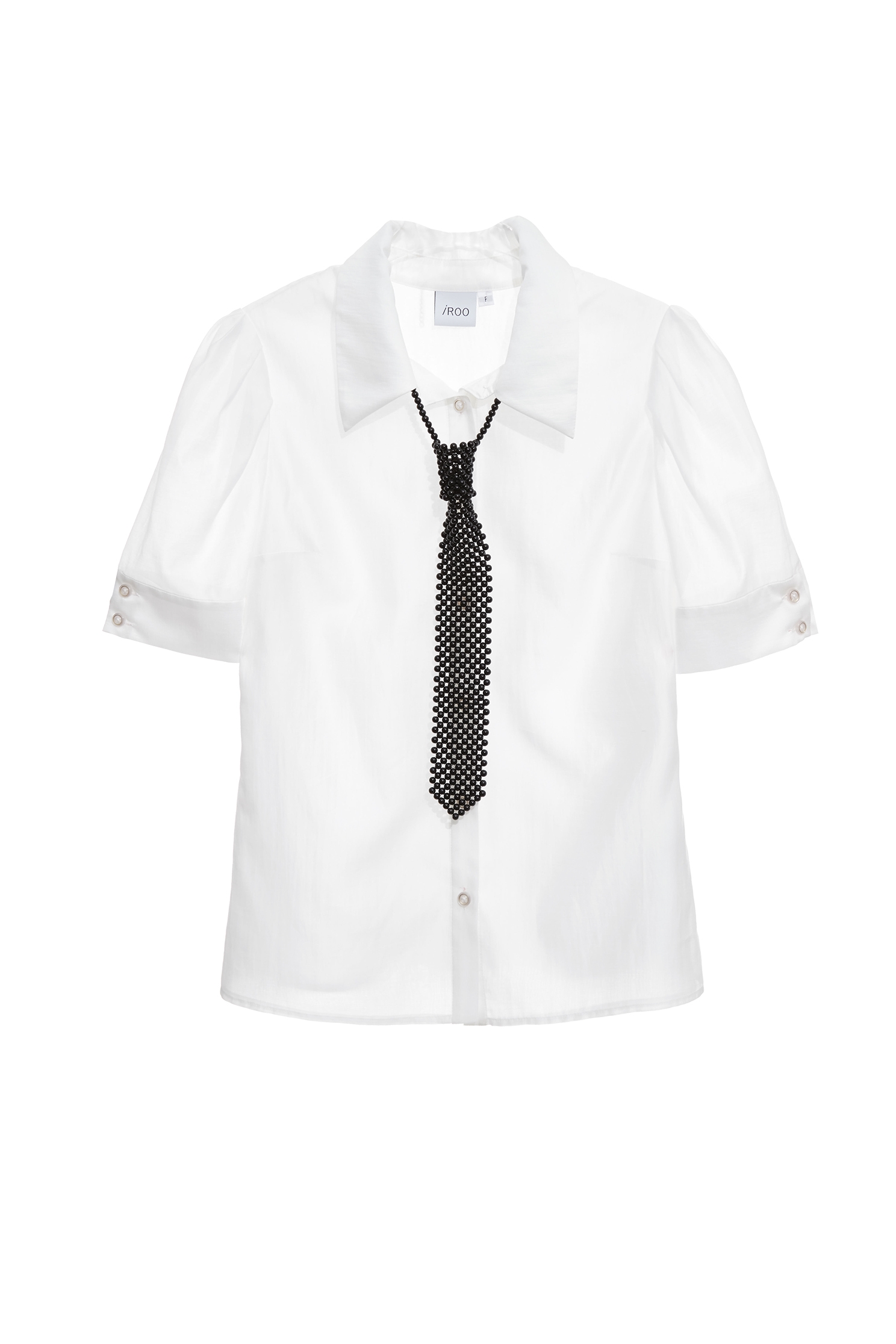 Pearl Tie Short Sleeve BlousePearl Tie Short Sleeve Blouse,Tops,Season (SS) Look,White tops