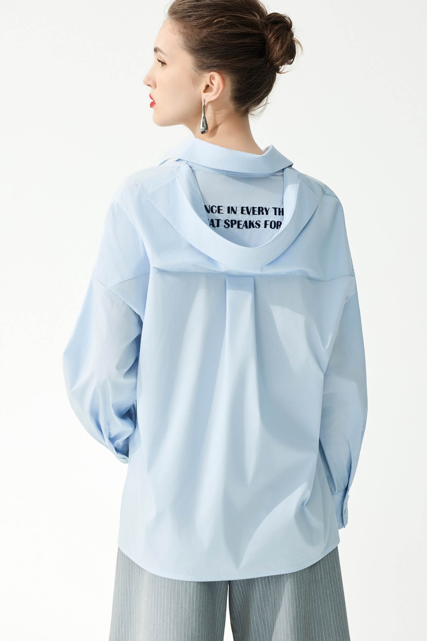 Patch Pockets Button Front BlousePatch Pockets Button Front Blouse,Tops,Embroidered,Season (SS) Look,Blouses