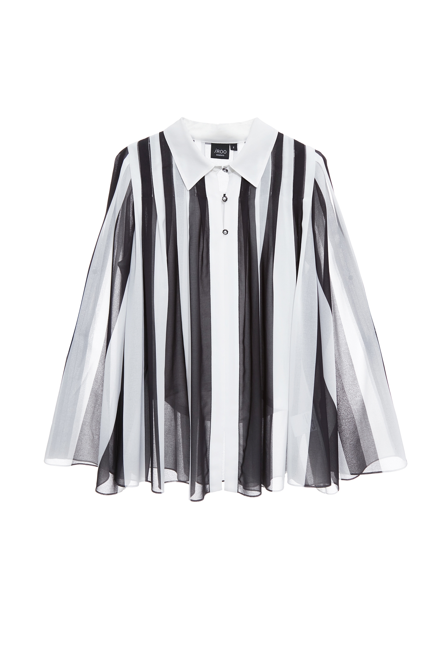 Black White Stripe Chiffon Cape BlouseBlack White Stripe Chiffon Cape Blouse,sleeveless tops,Tops,Under shirts,Season (SS) Look,Stripe,pearl,White tops,sleeveless tops,Chiffon