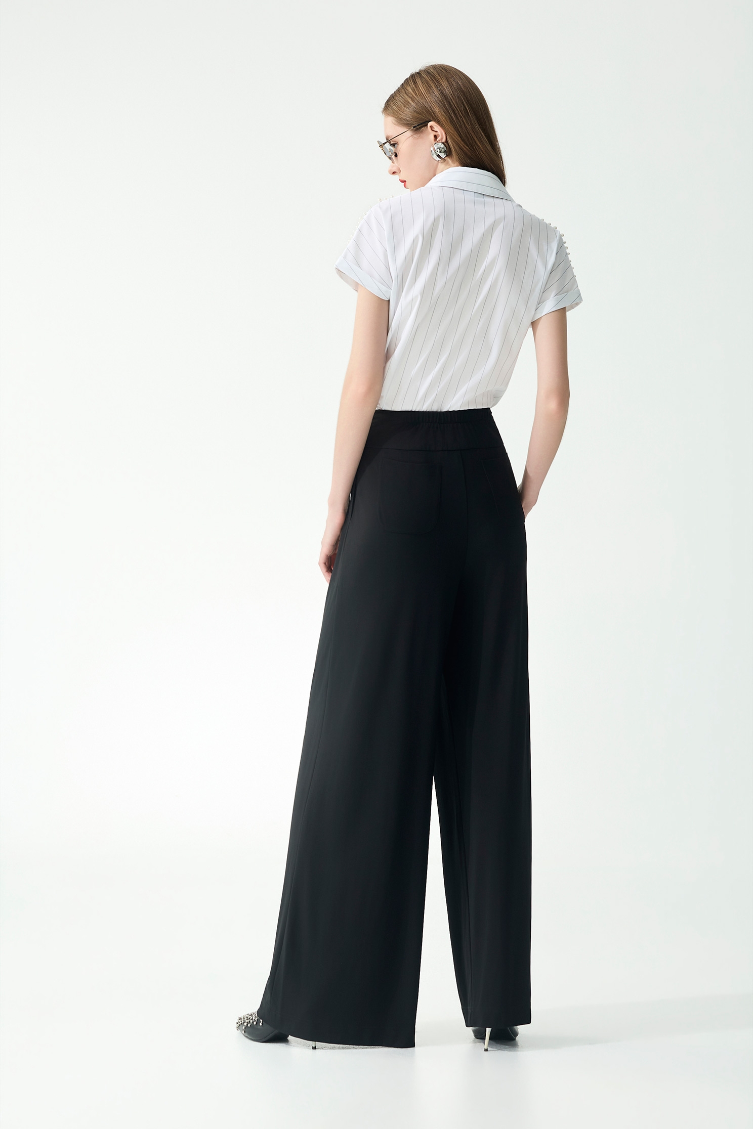 Pearl Applique Pinstripe TopPearl Applique Pinstripe Top,Tops,Season (SS) Look,Stripe,pearl