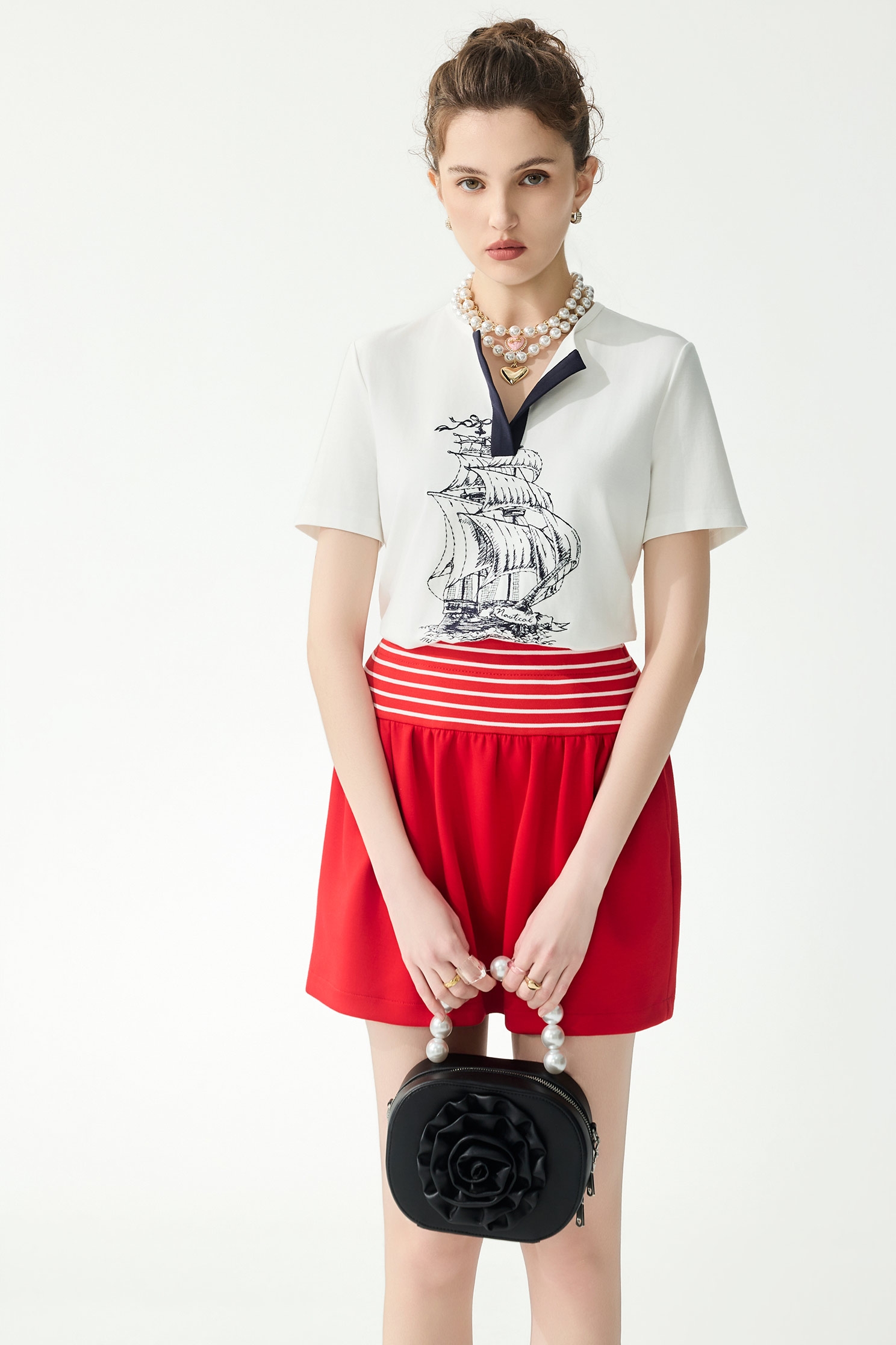 Front Graphic Short Sleeve TeeFront Graphic Short Sleeve Tee,Tops,Embroidered,Season (SS) Look,White tops