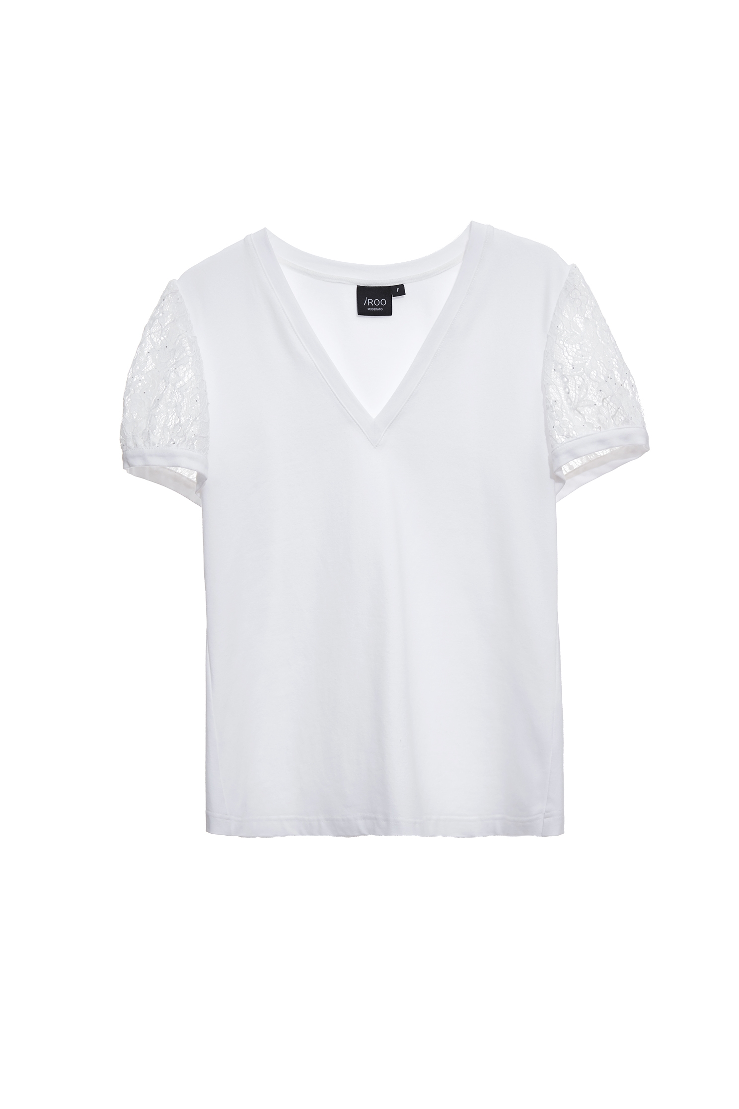 Lace Sleeve V-neck TeeLace Sleeve V-neck Tee,Tops,Season (SS) Look,White tops,Lace